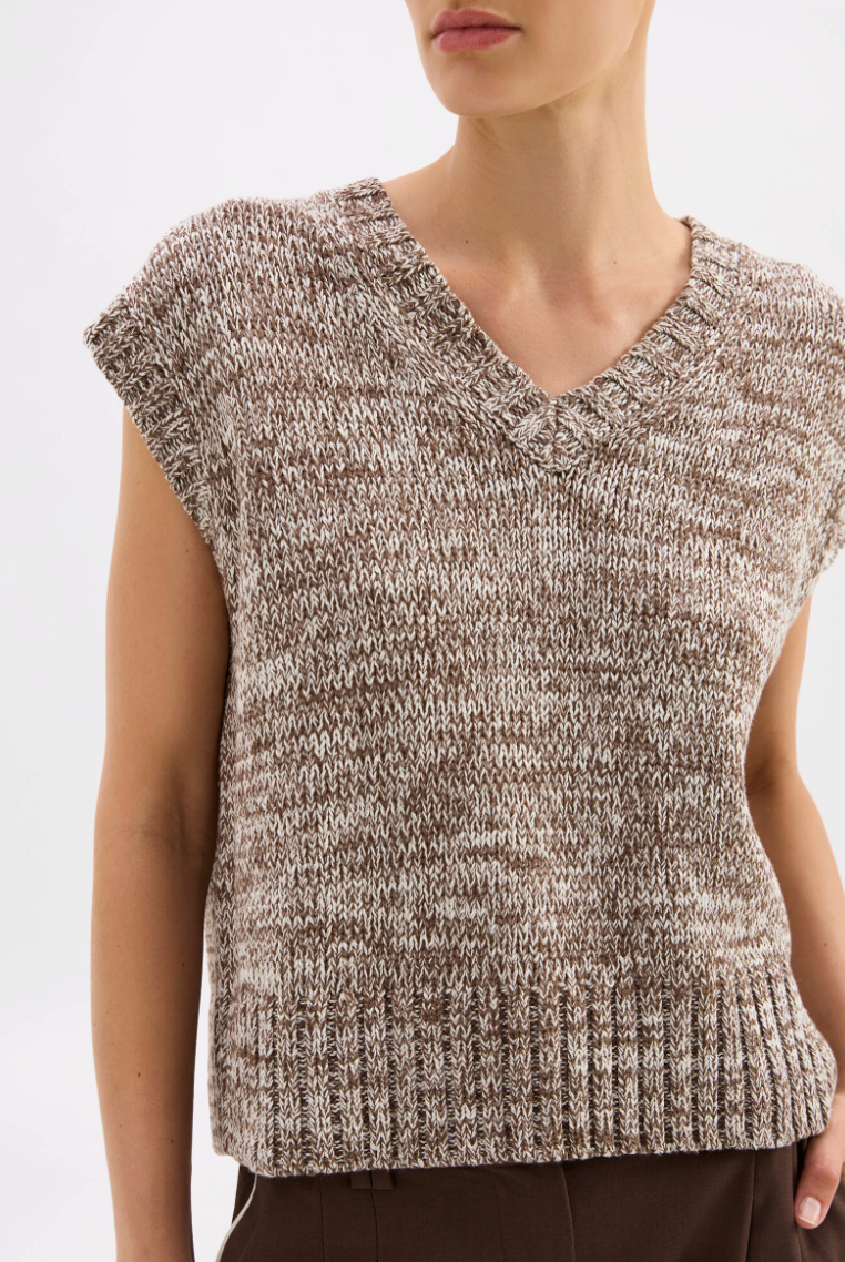 NUDE LUCY Mila Knit Vest WALNUT SPECKLE