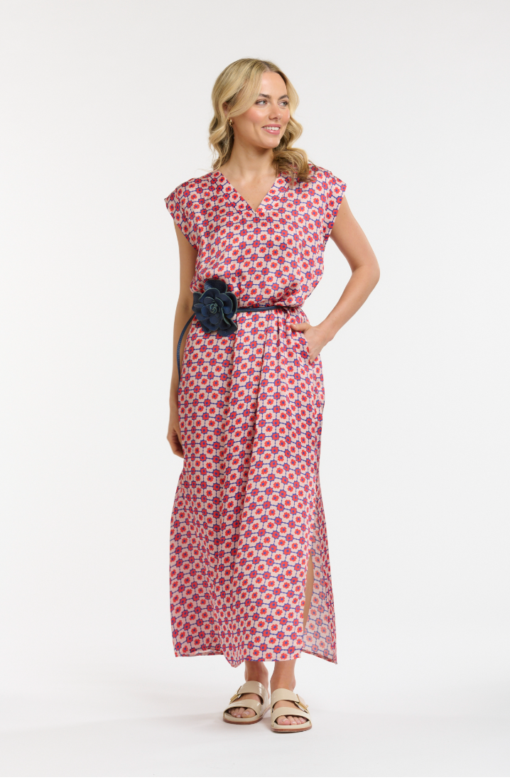 URBAN LUXURY Viscose Dress PINK/RED/BLUE