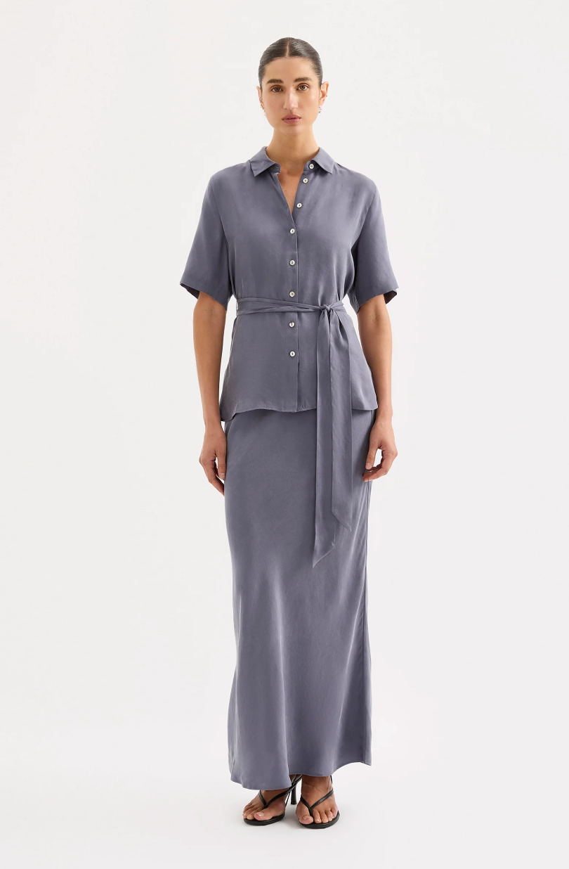 NUDE LUCY Devin Tencel Shirt INDIGO
