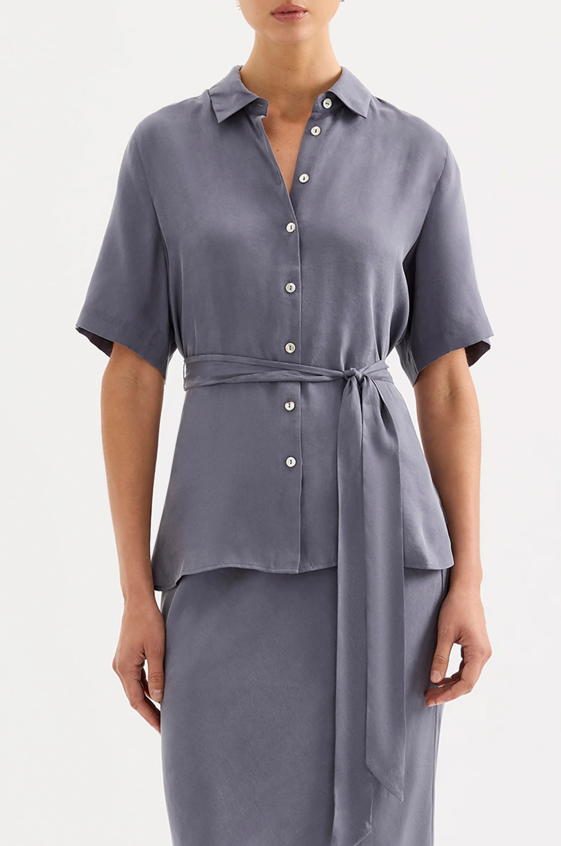 NUDE LUCY Devin Tencel Shirt INDIGO
