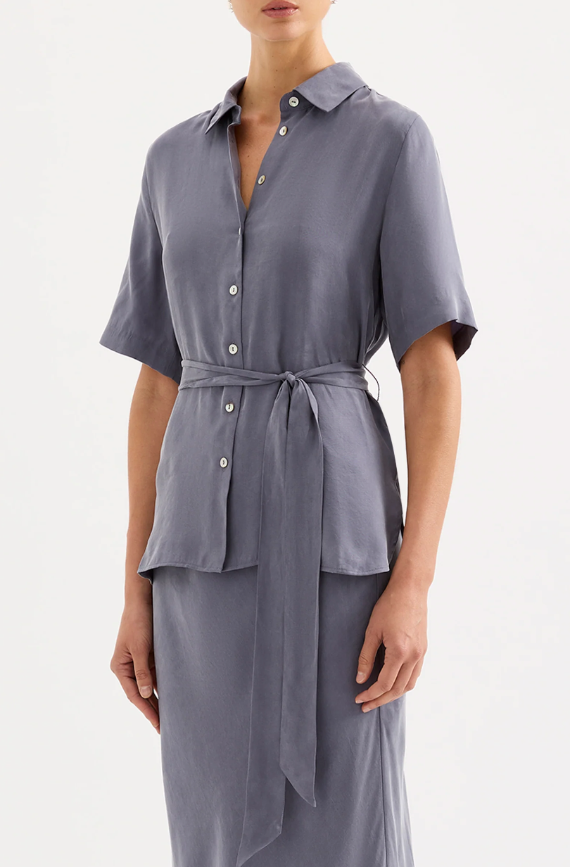 NUDE LUCY Devin Tencel Shirt INDIGO