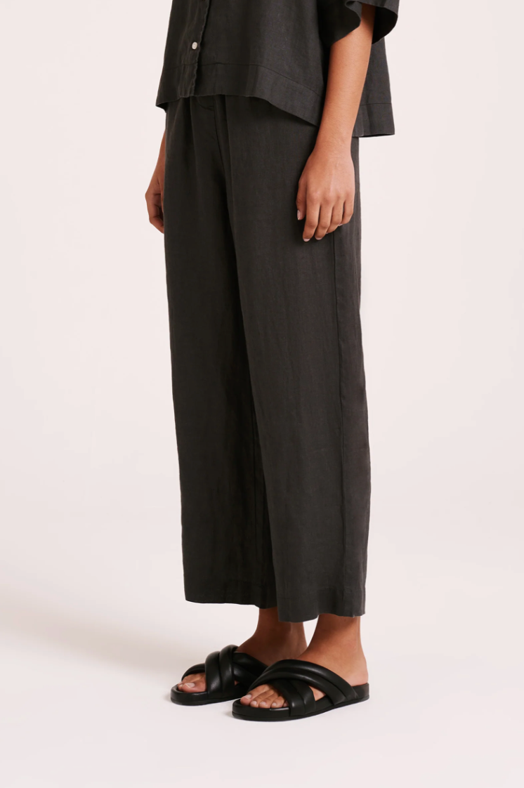 NUDE LUCY Lounge Linen Crop Pant COAL