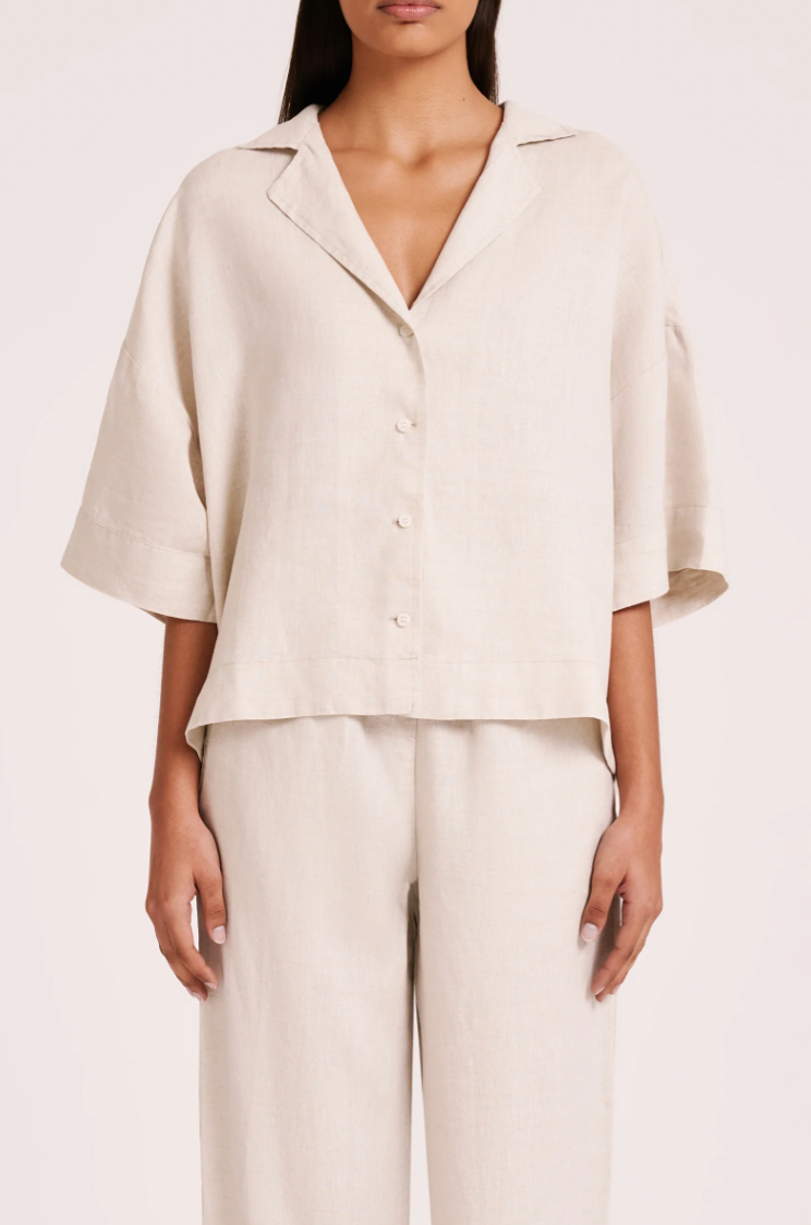 NUDE LUCY Lounge Linen Shirt NATURAL