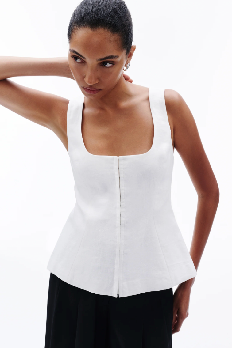 NUDE LUCY Quinn Linen Vest WHITE