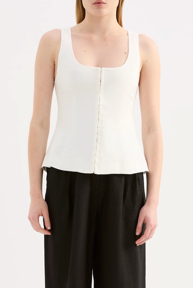 NUDE LUCY Quinn Linen Vest WHITE