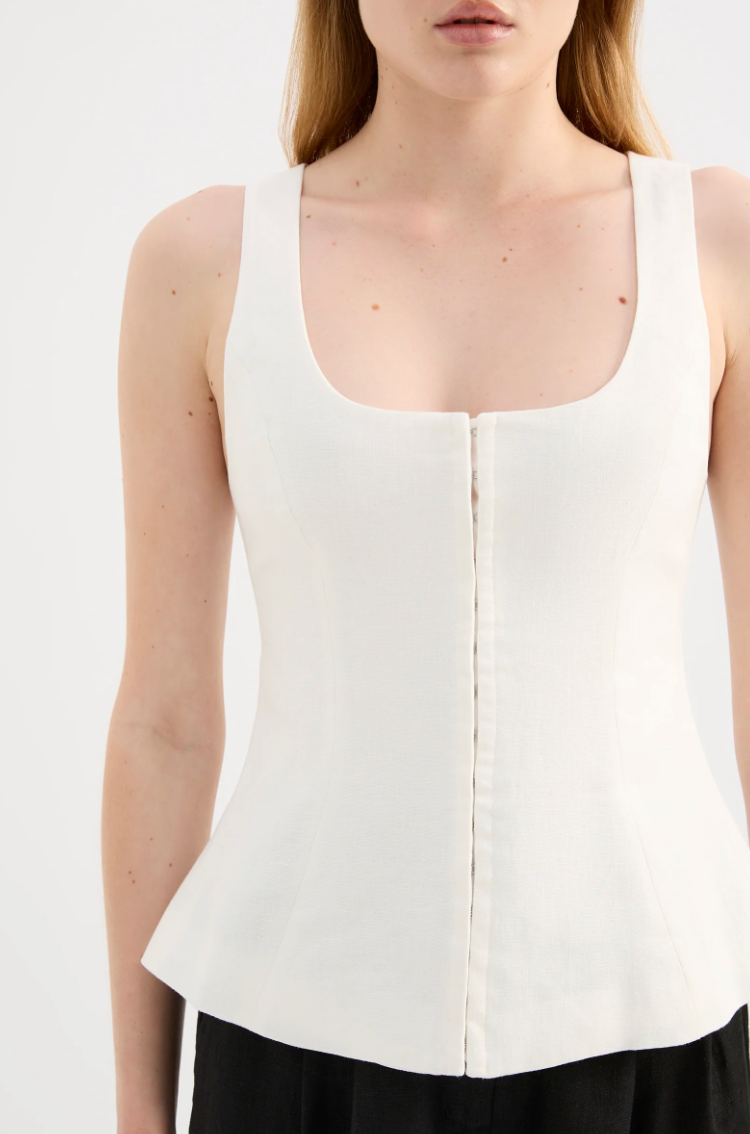 NUDE LUCY Quinn Linen Vest WHITE