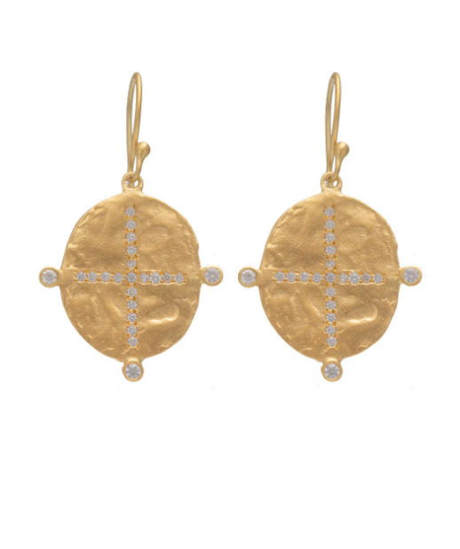 Ruby Teva Cubic Zirconia Cross Earrings