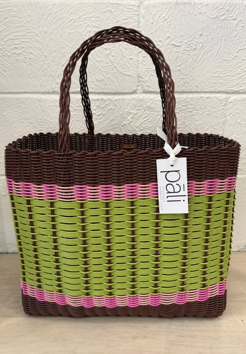 Mira XL Stripe Bag Basket WASABI