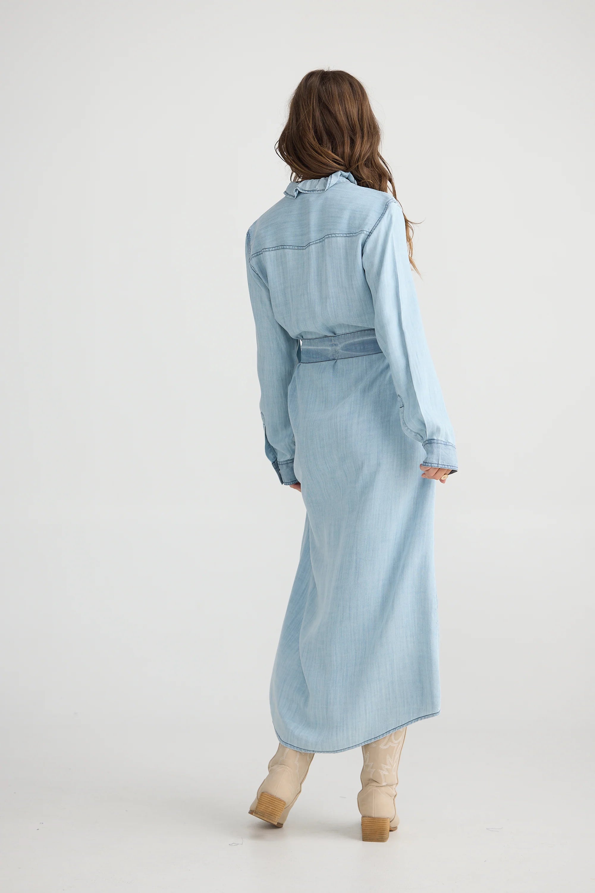 TALISMAN Pedro Maxi Dress LIGHT WASH DENIM