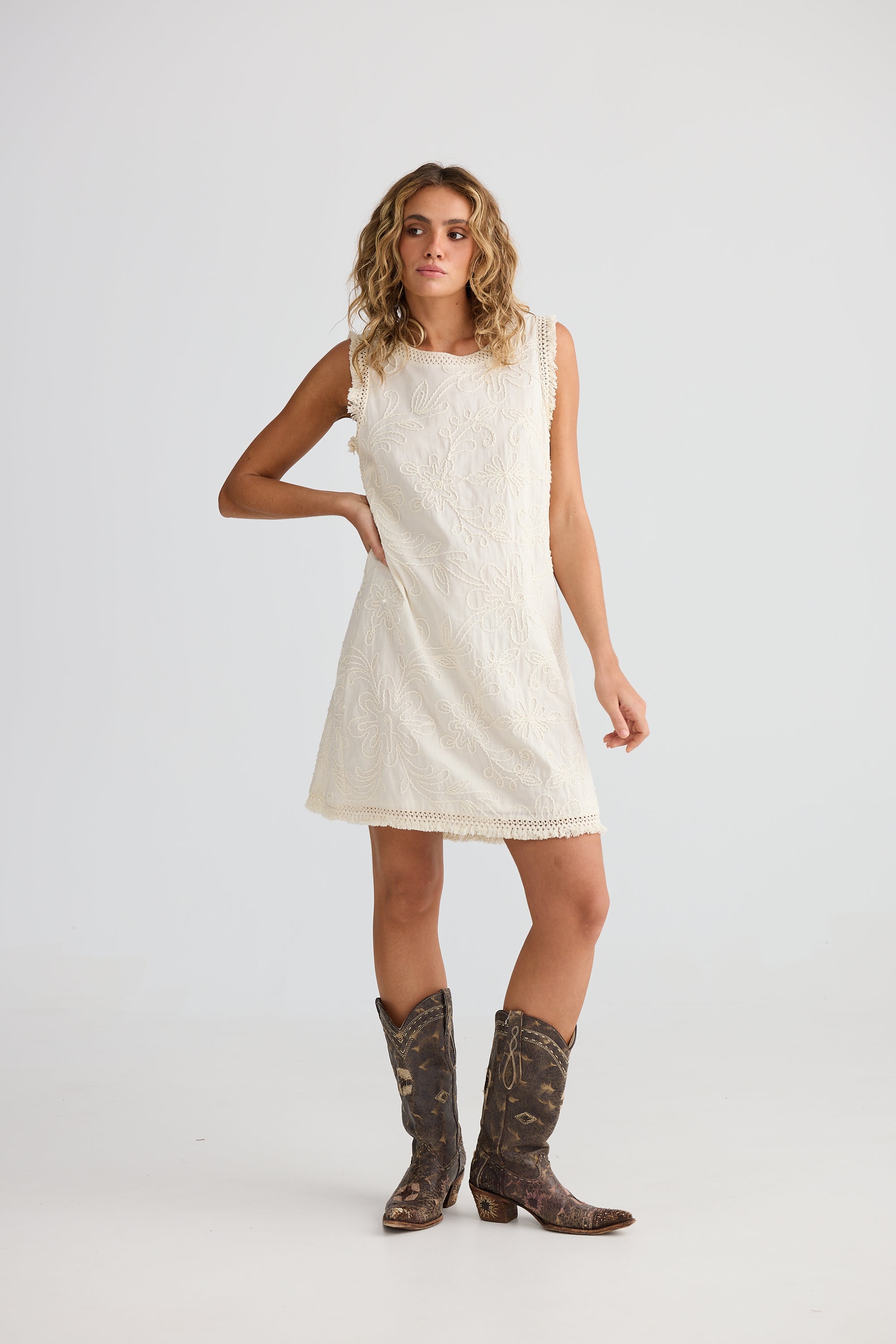 TALISMAN Chantilly Dress NATURAL EMBROIDERY