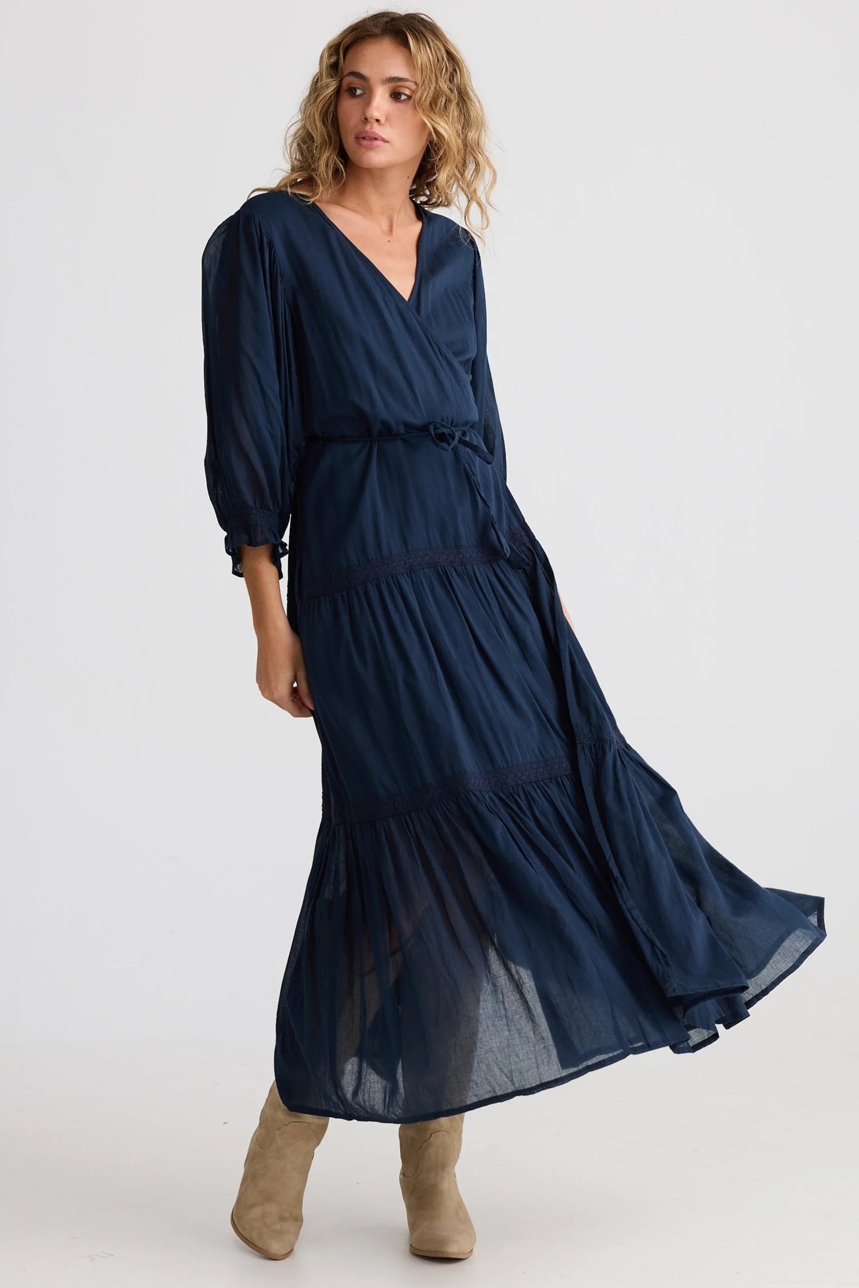 TALISMAN Lunar Wrap Dress NAVY