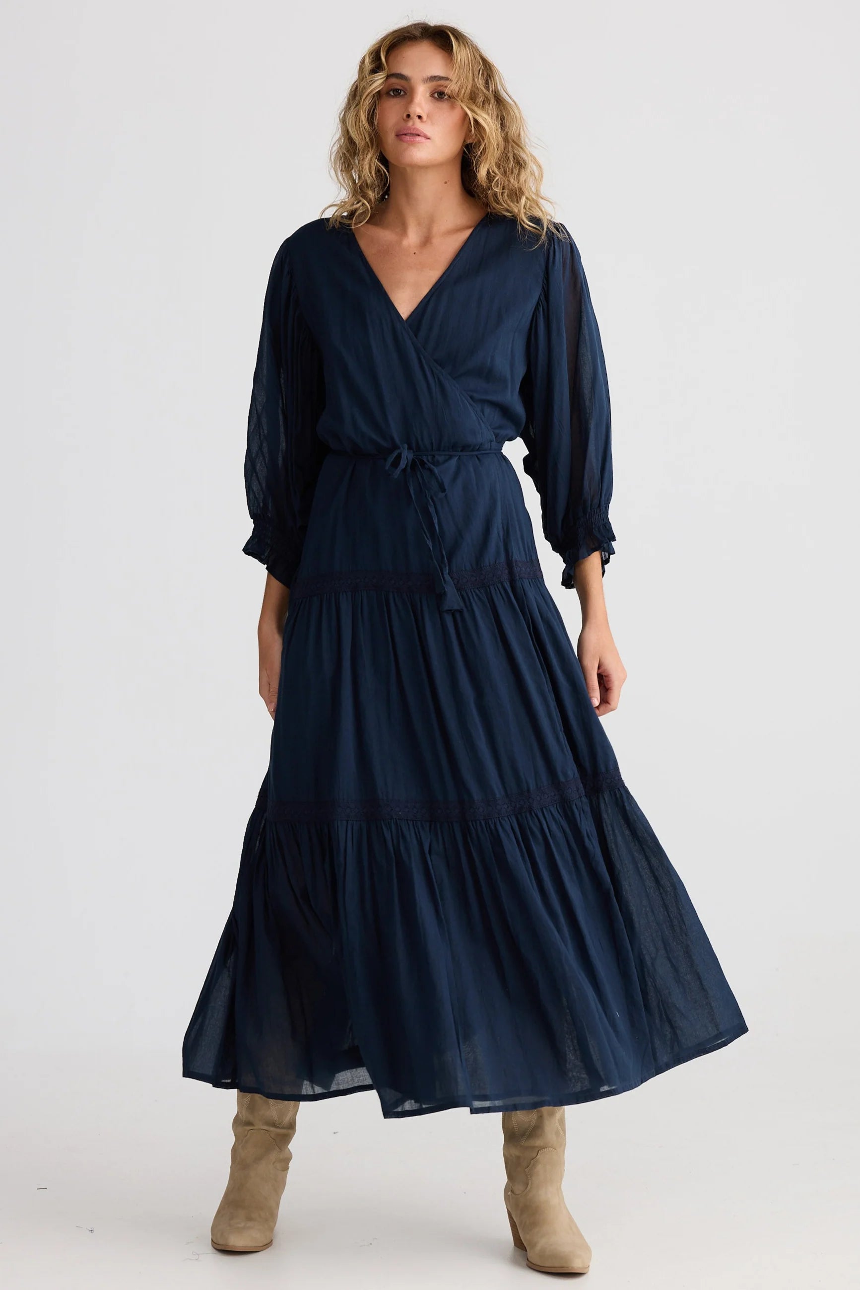 TALISMAN Lunar Wrap Dress NAVY
