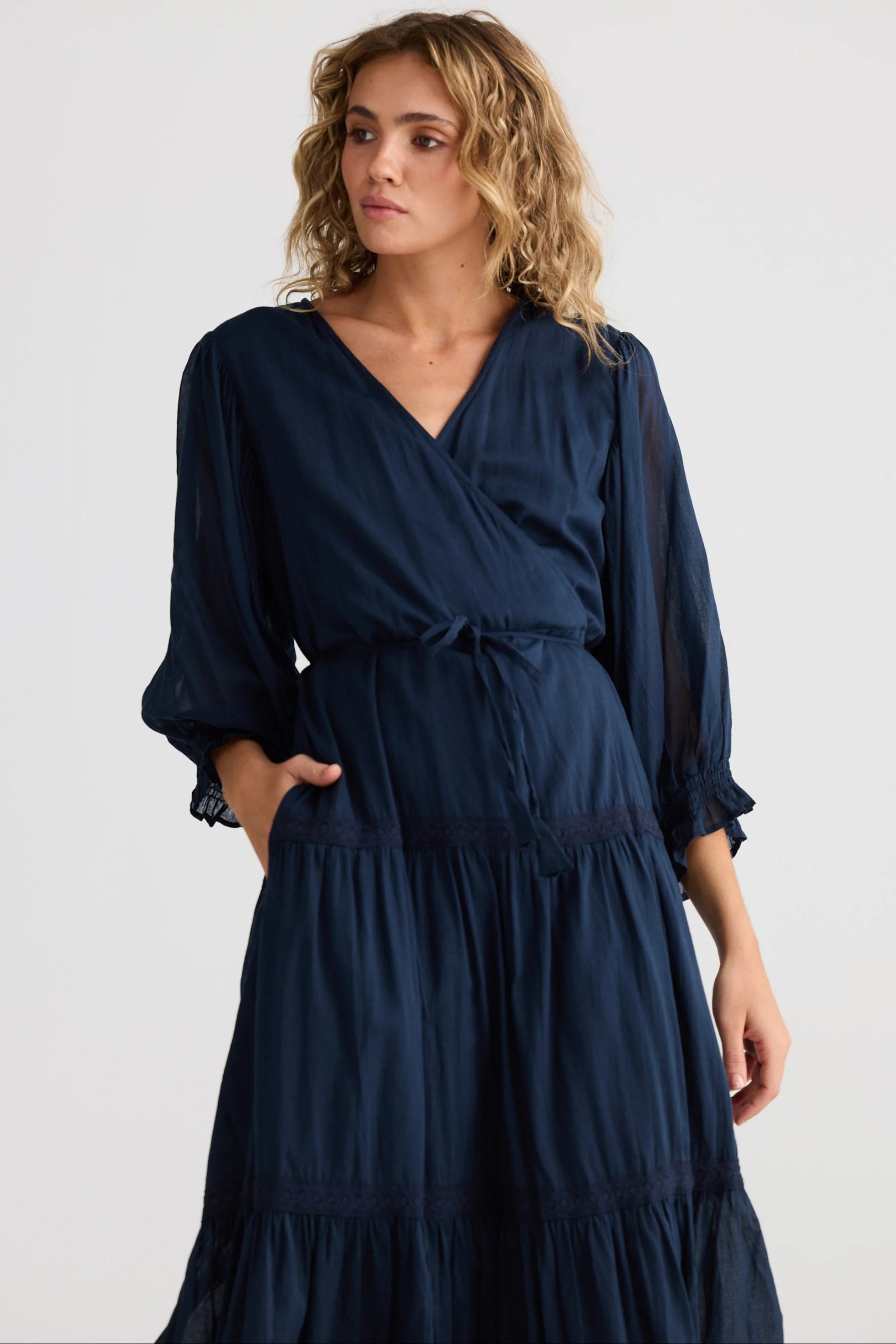 TALISMAN Lunar Wrap Dress NAVY