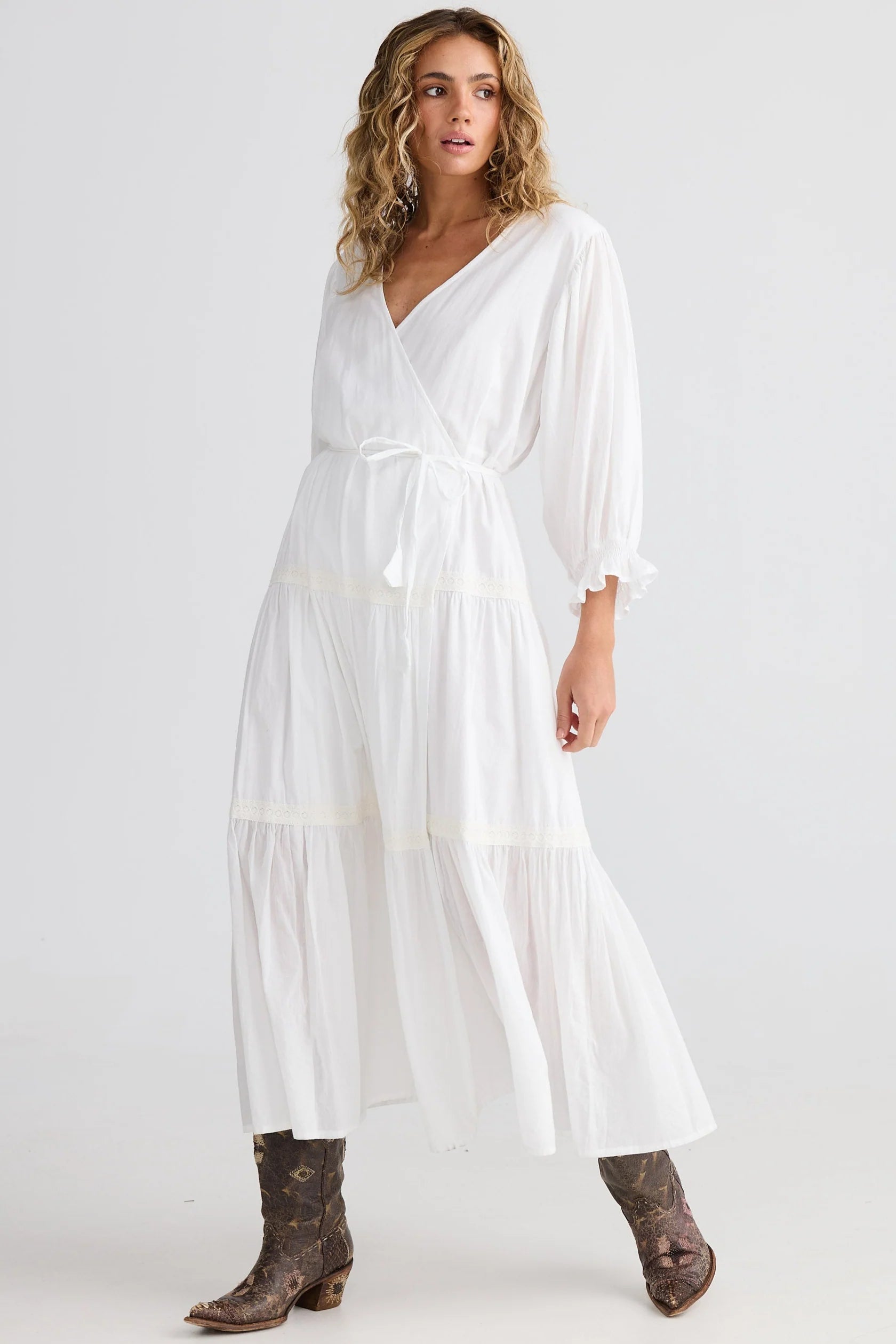 TALISMAN Lunar Wrap Dress WHITE