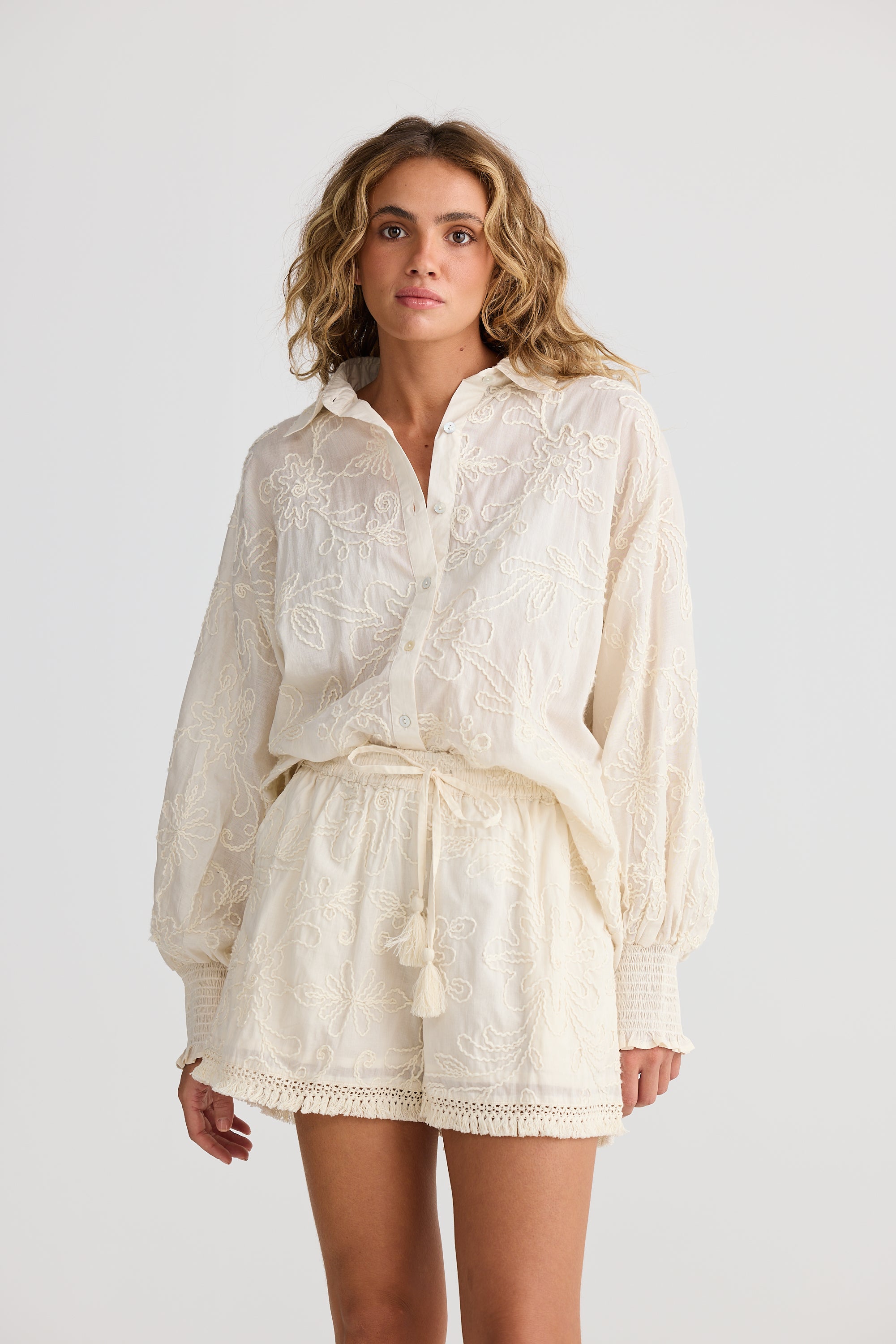 TALISMAN Chantilly Shirt NATURAL EMBROIDERY