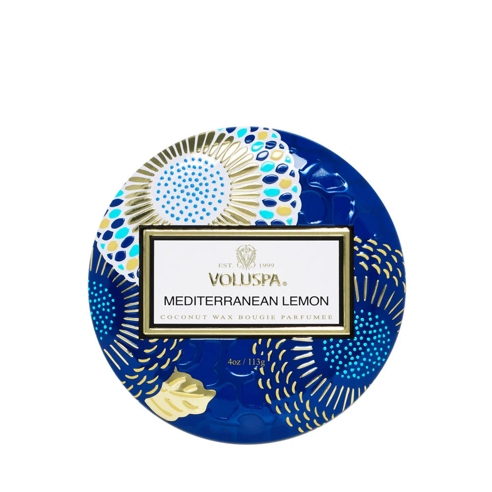 VOLUSPA Dec Tin Candle MEDITERRANEAN LEMON