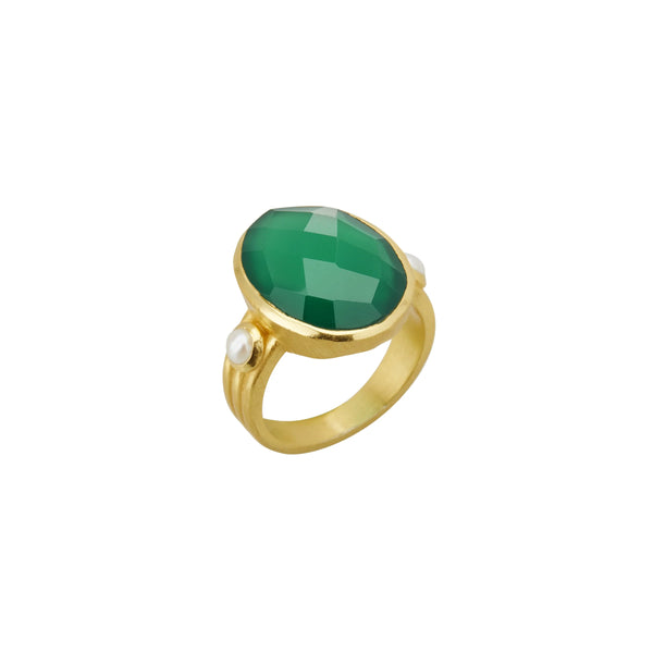 MURKANI Wandering Soul Green + Pearl Ring GOLD