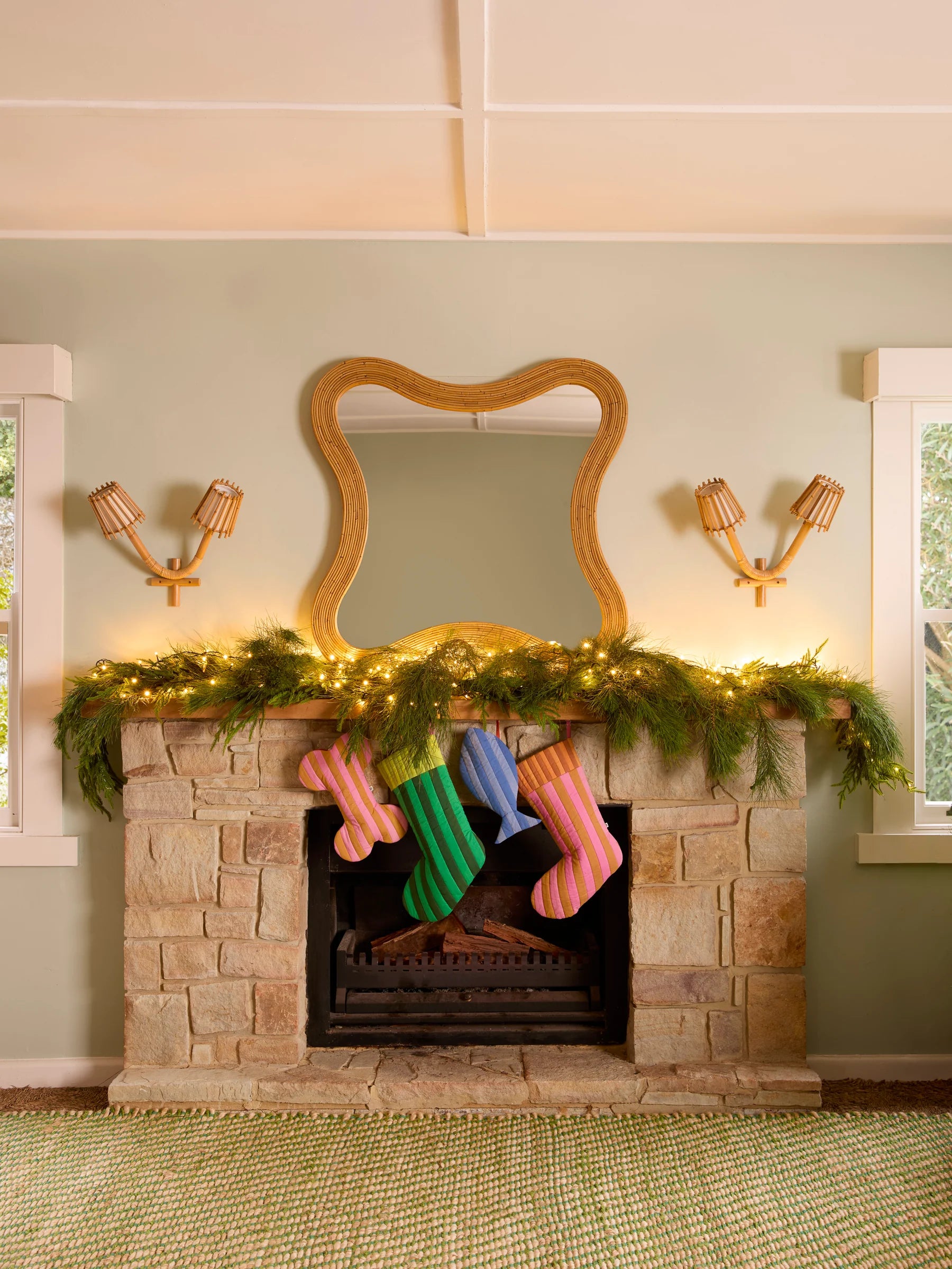 Bonnie & Neil Christmas Stocking Stripe PINK/TAN