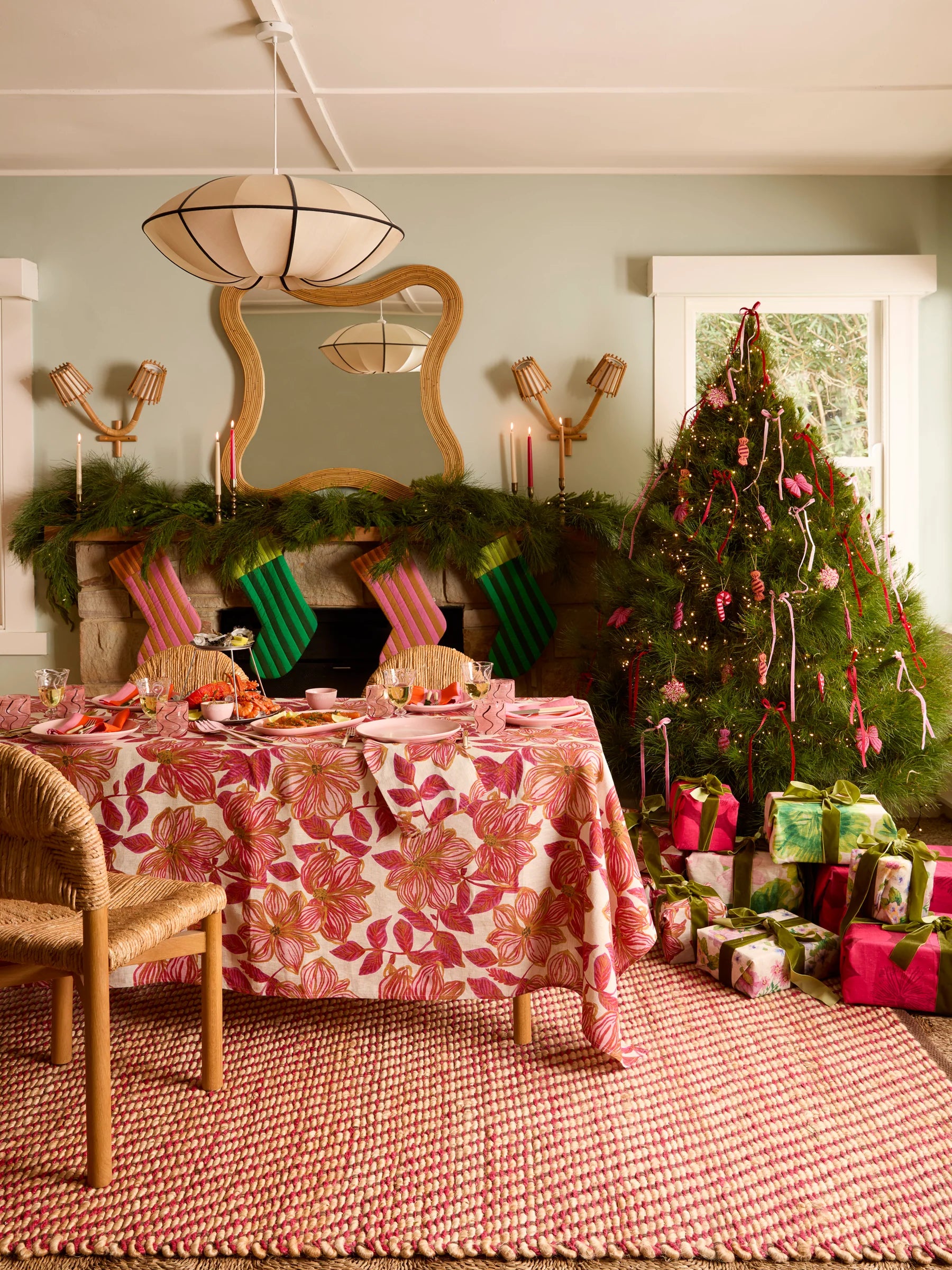 Bonnie & Neil Christmas Stocking Stripe PINK/TAN