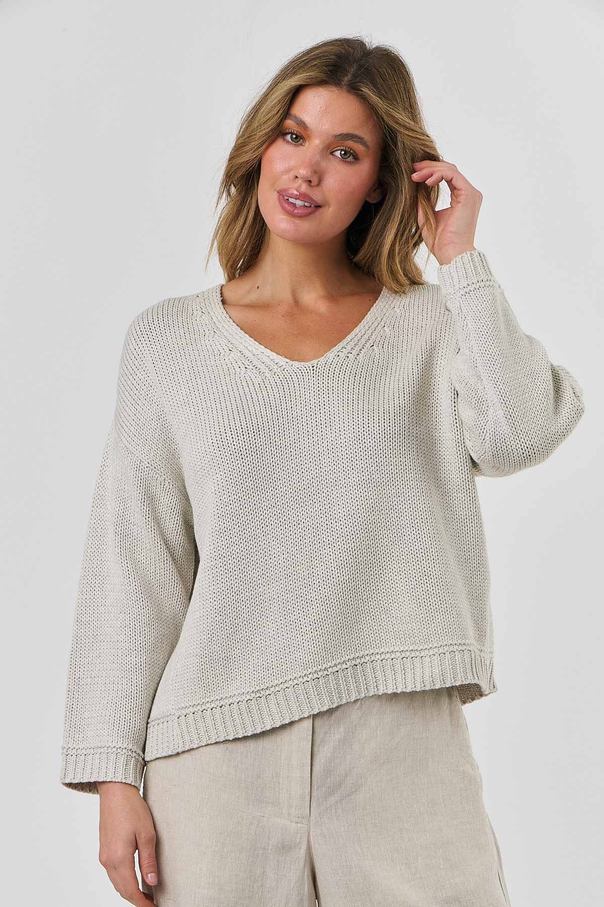 NATURALS V Neck Knit CLOUD