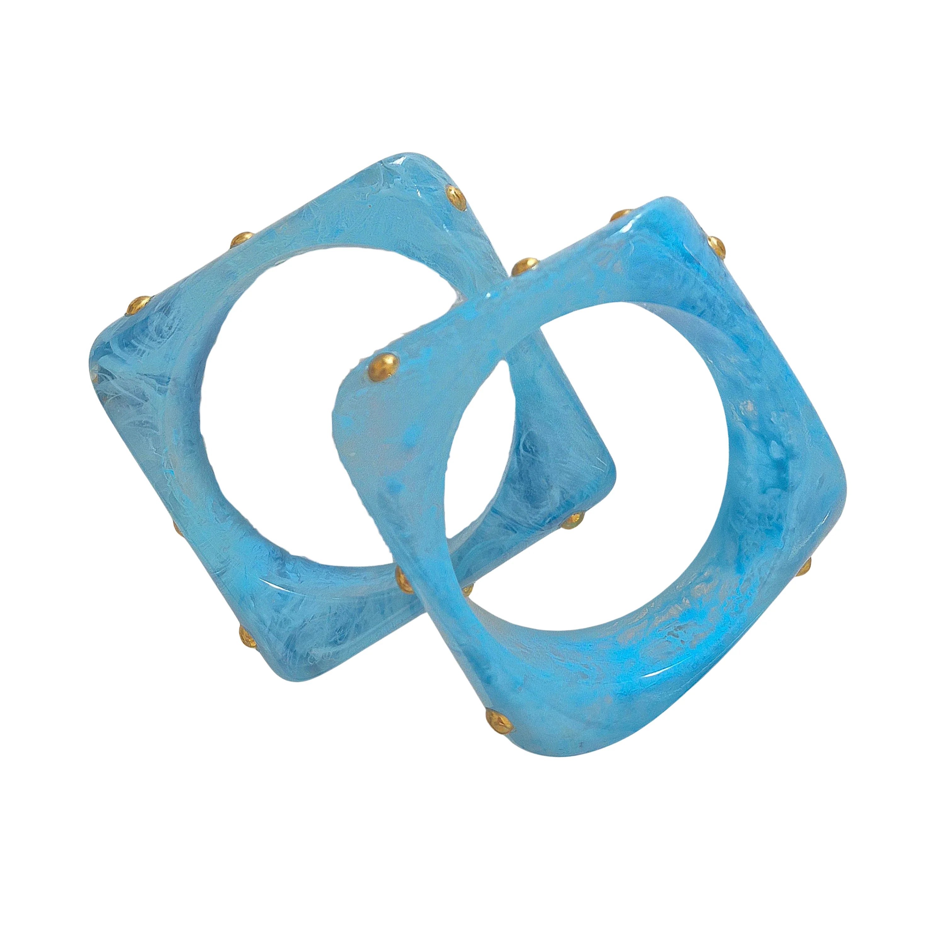 Resin Bangle Gold Studs BLUE