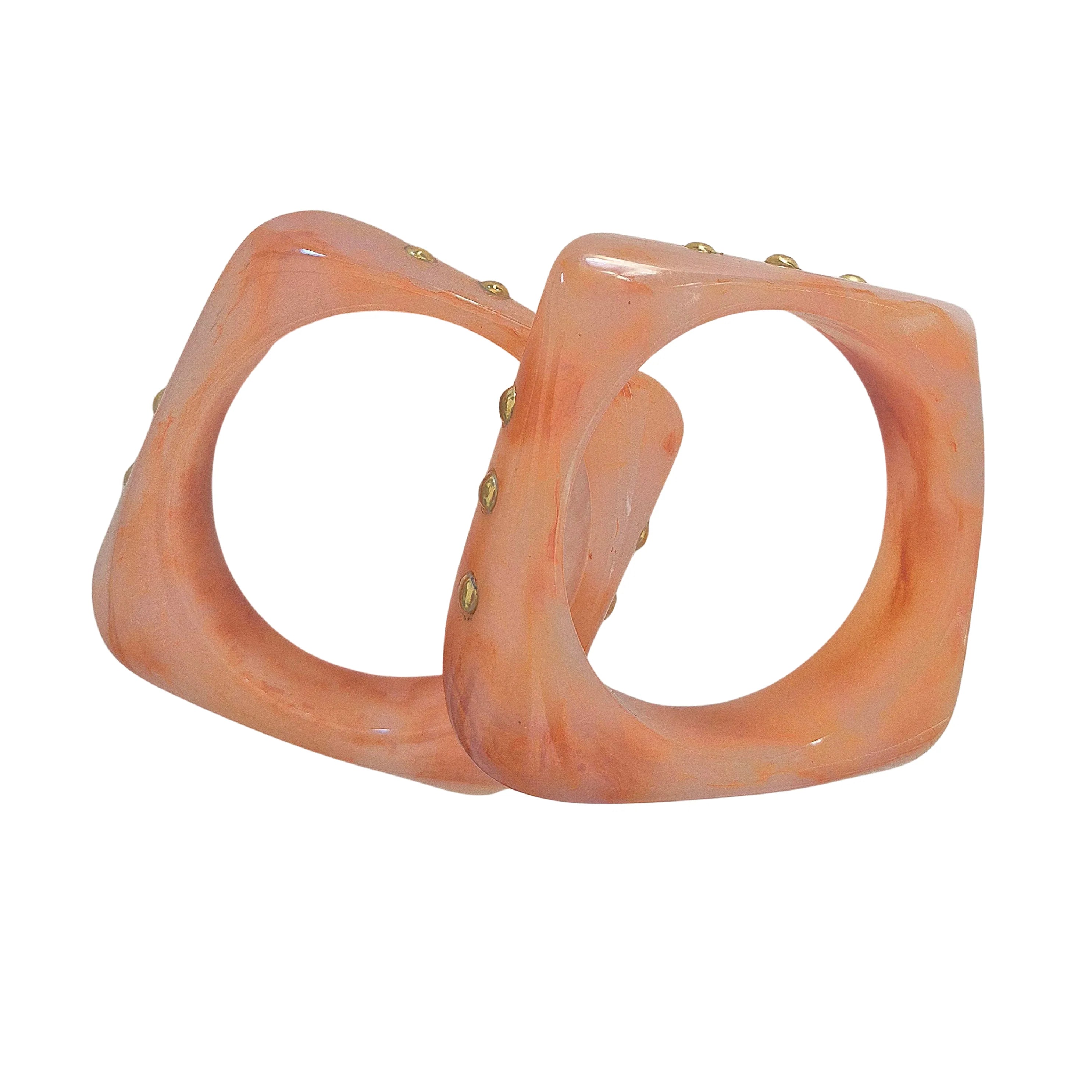 Resin Bangle Gold Studs PEACH