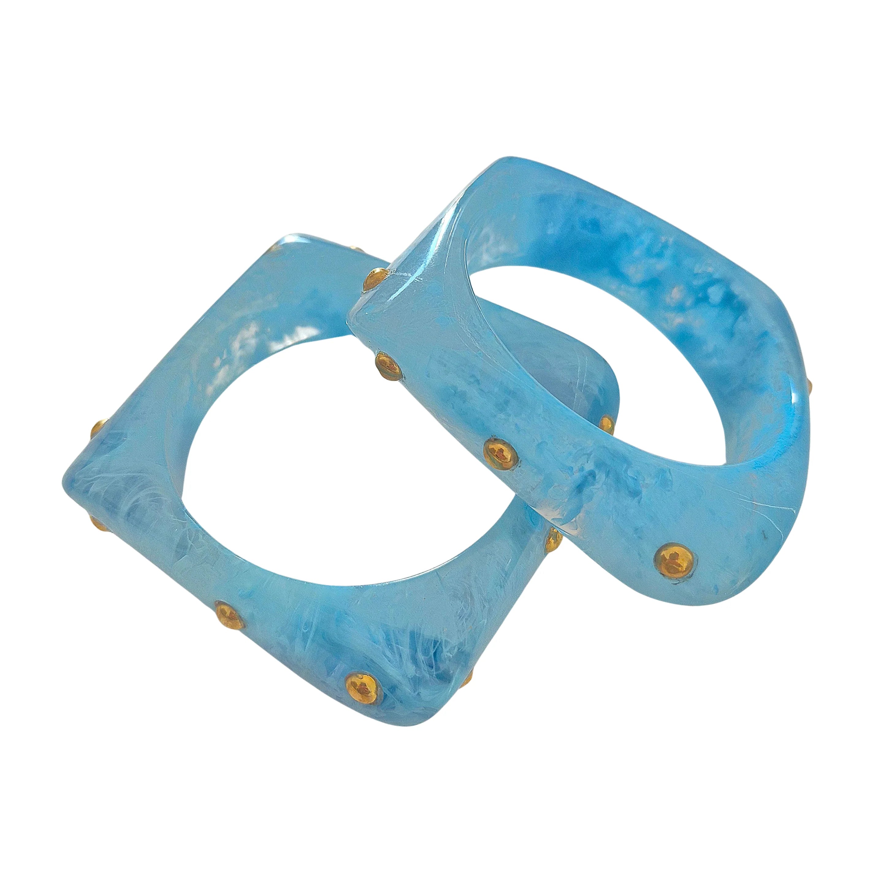 Resin Bangle Gold Studs BLUE