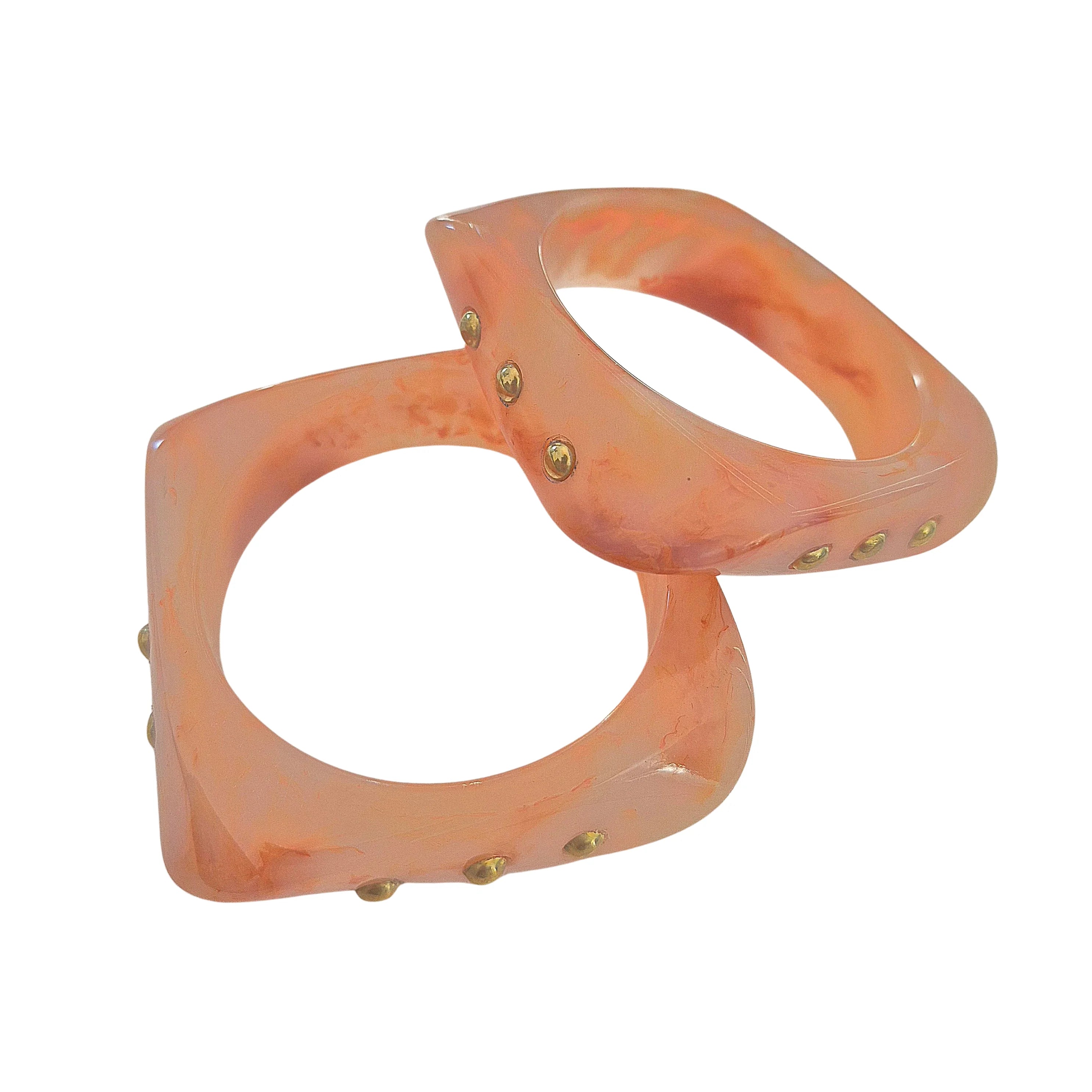 Resin Bangle Gold Studs PEACH