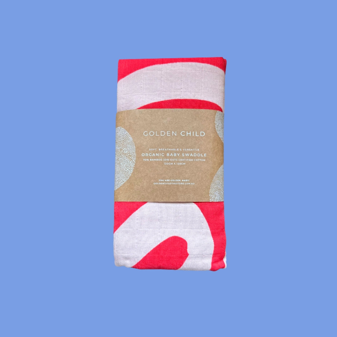 GOLDEN CHILD Holiday Swaddle RED + MILK