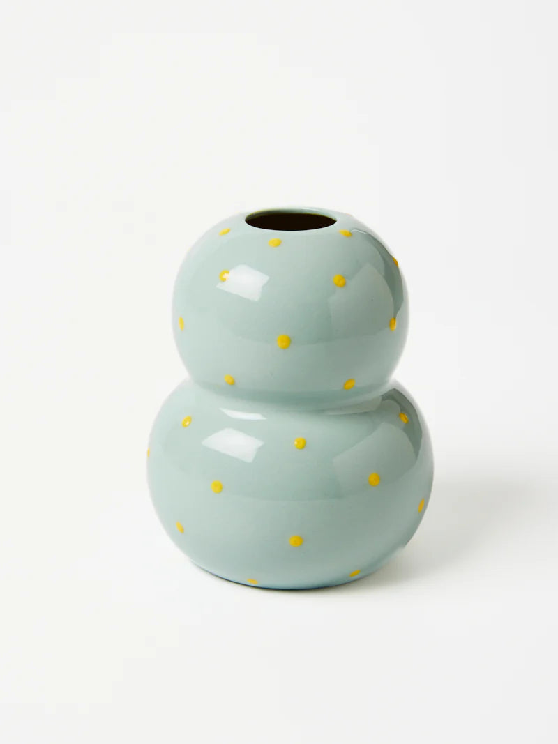 JONES & CO Fonda Vase PALE BLUE (YELLOW DOT)