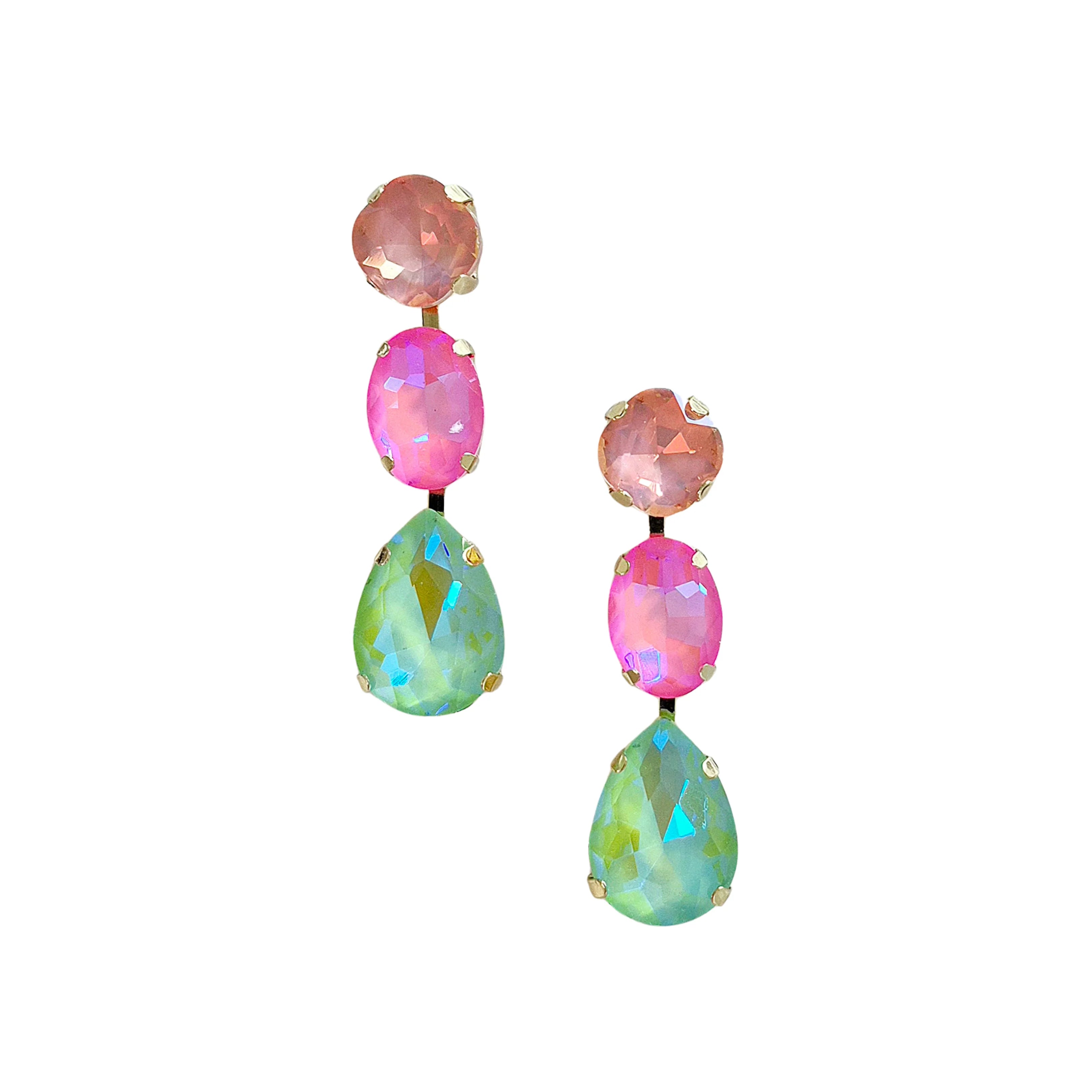 Annabel Statement Earrings PINK/GREEN