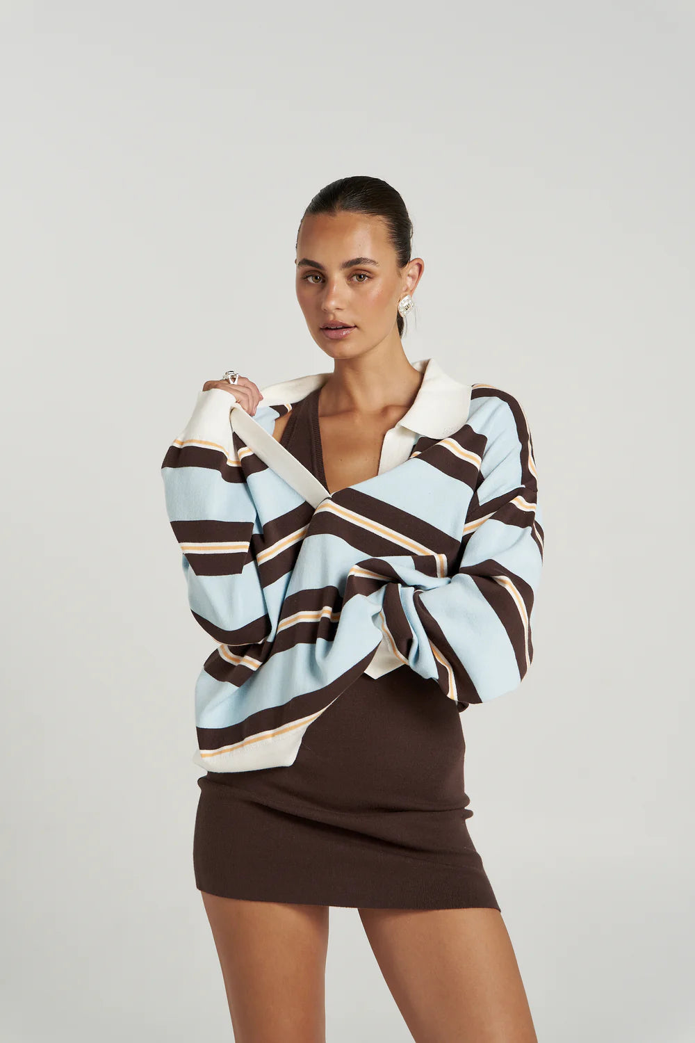 SUMMI SUMMI Stripe LS Polo APEROL STRIPE