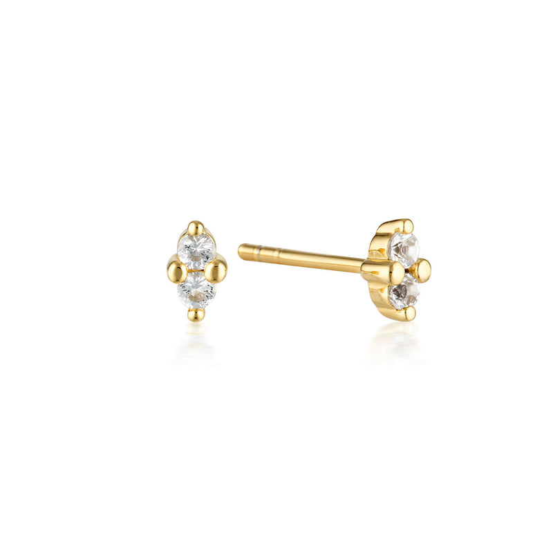 LINDA TAHIJA Birthstone Stud WHITE TOPAZ GOLD