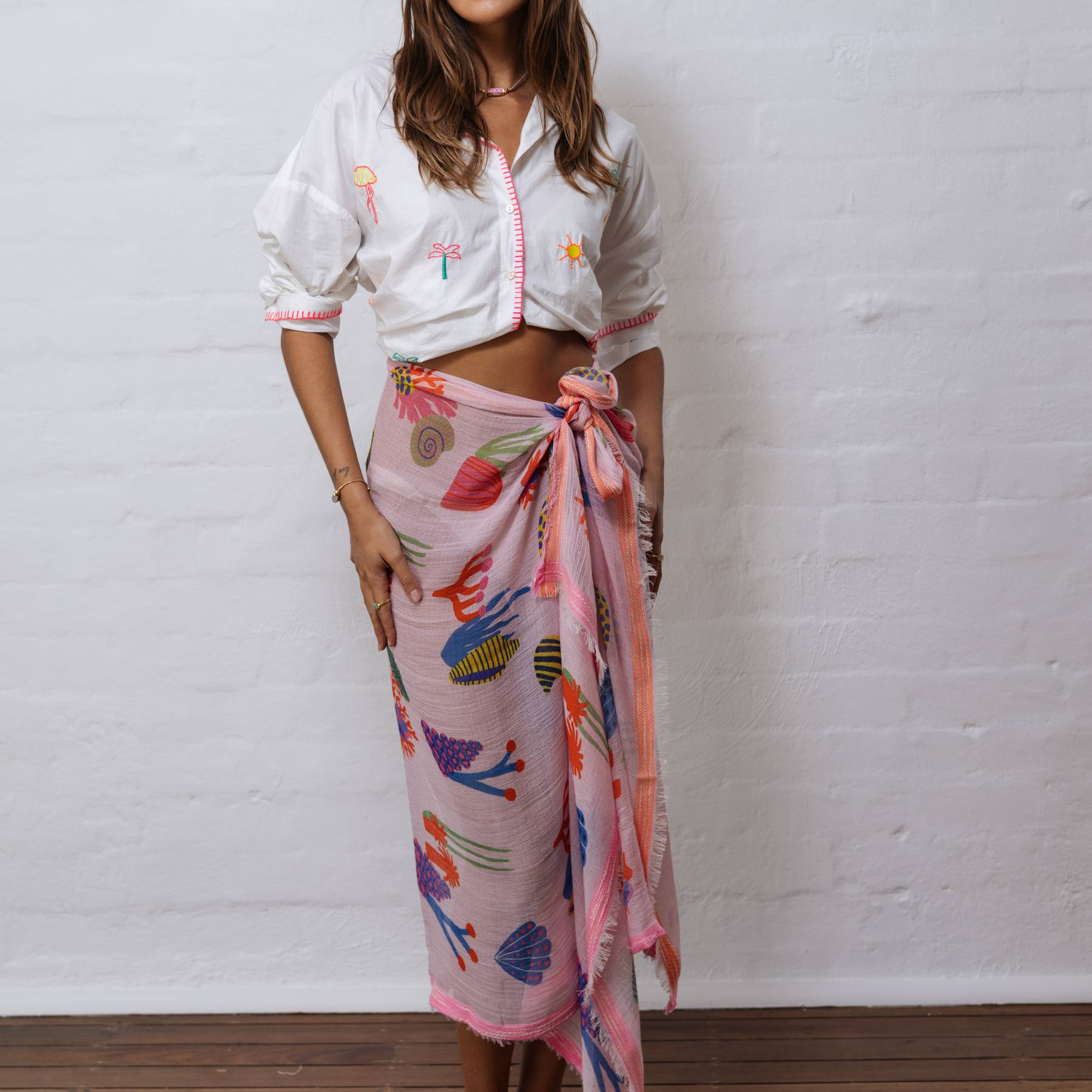 Pure Cotton Sarong Scarf Pink Ocean