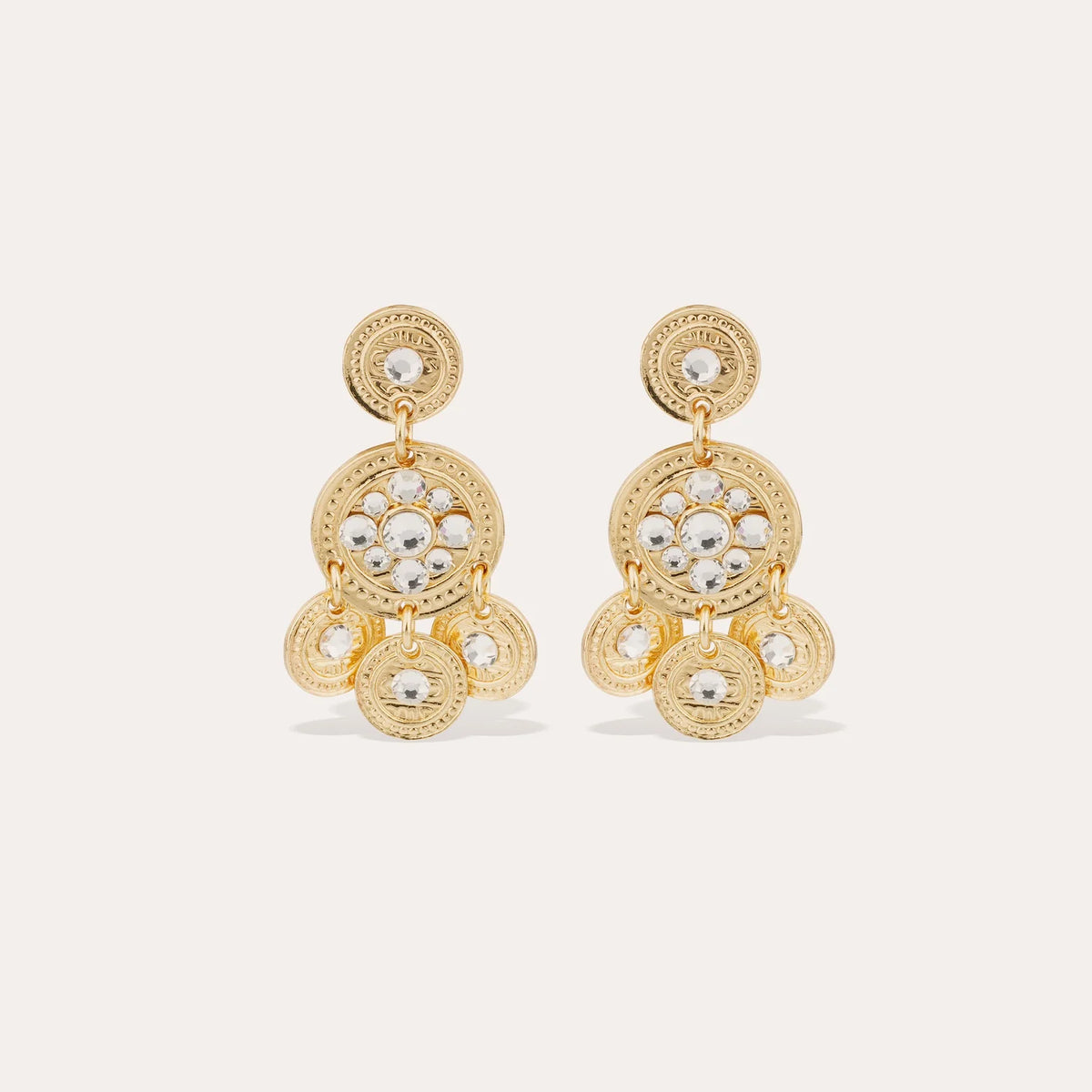 GAS BIJOUX Double Drop Sequin Earrings CRYSTAL