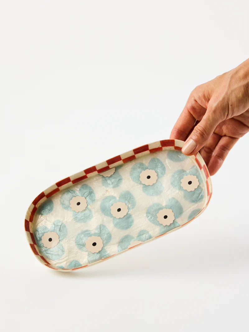 JONES & CO Paradis Blue Flower Tray
