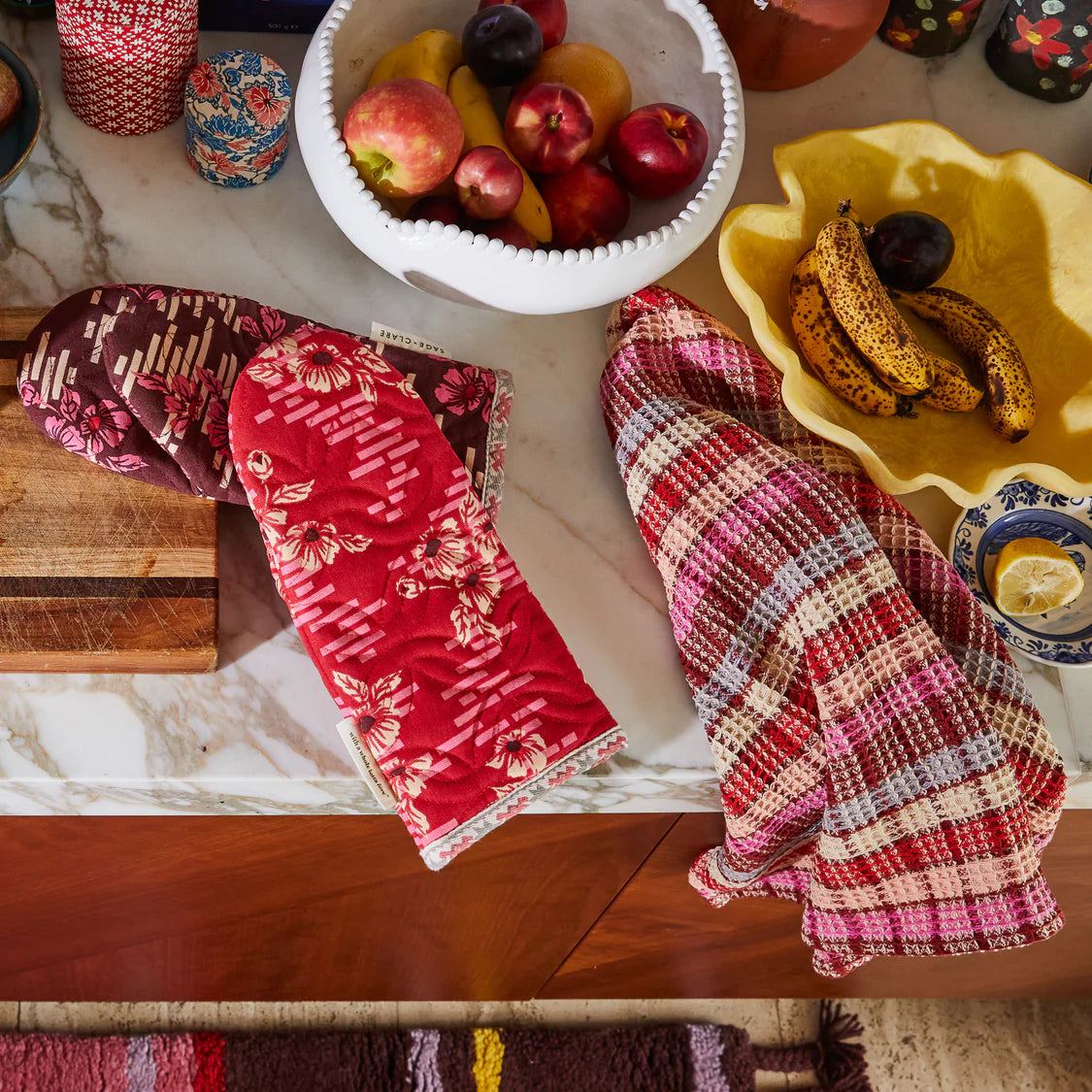 SAGE X CLARE Stela Check Tea Towel PANSY