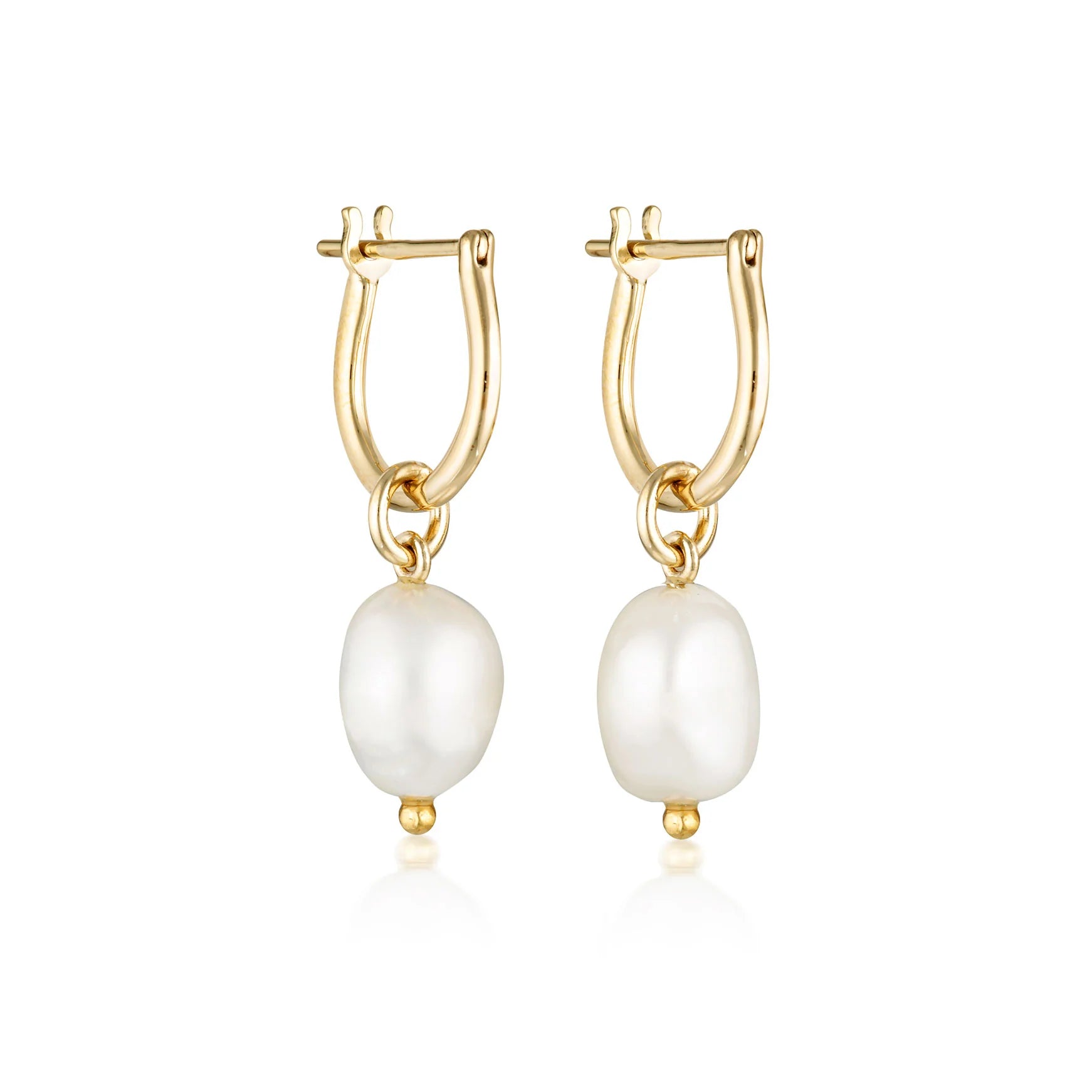 LINDA TAHIJA Baroque Pearl Basic Hoop Earrings GOLD