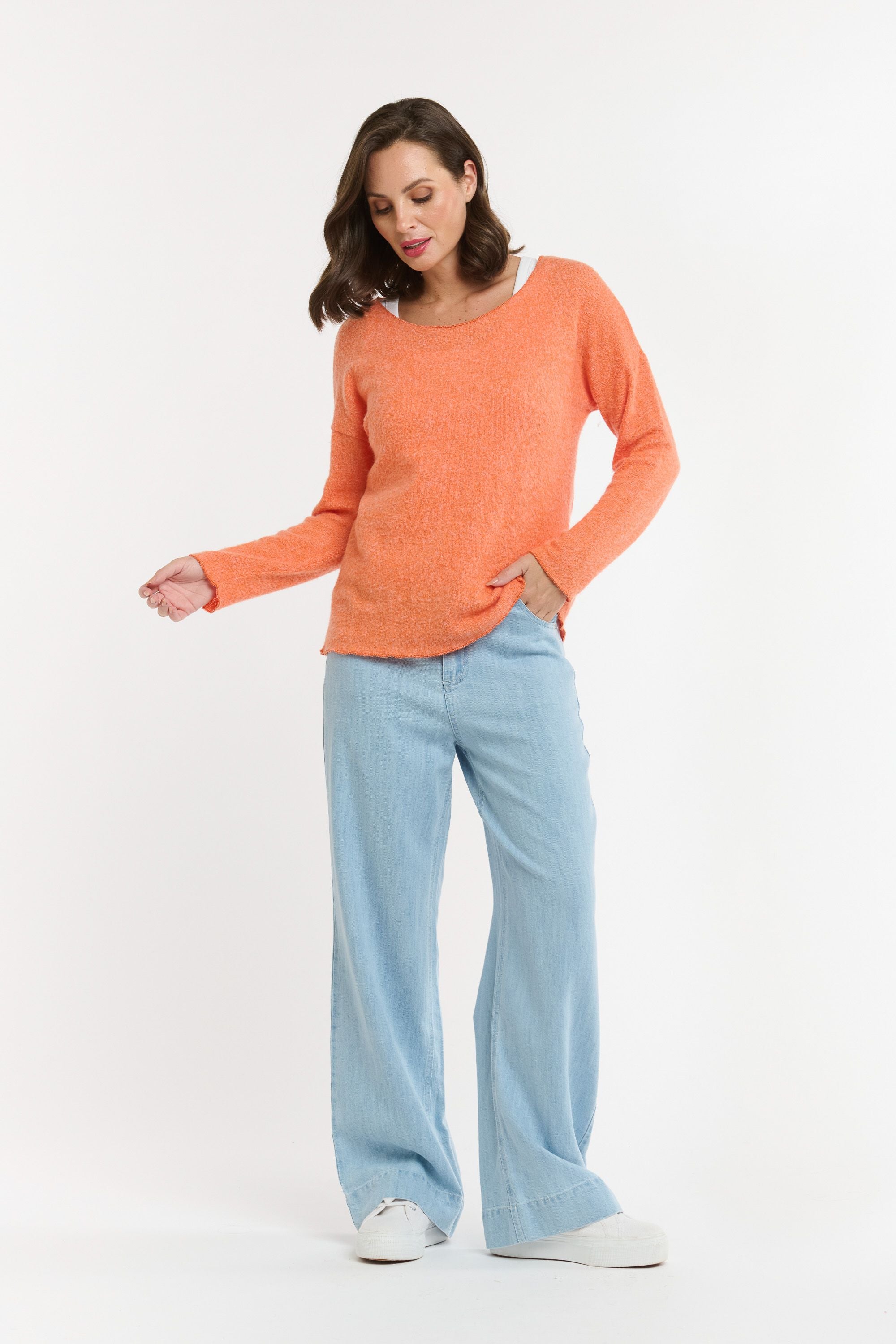 URBAN LUXURY Lurex Long Sleeve TANGERINE