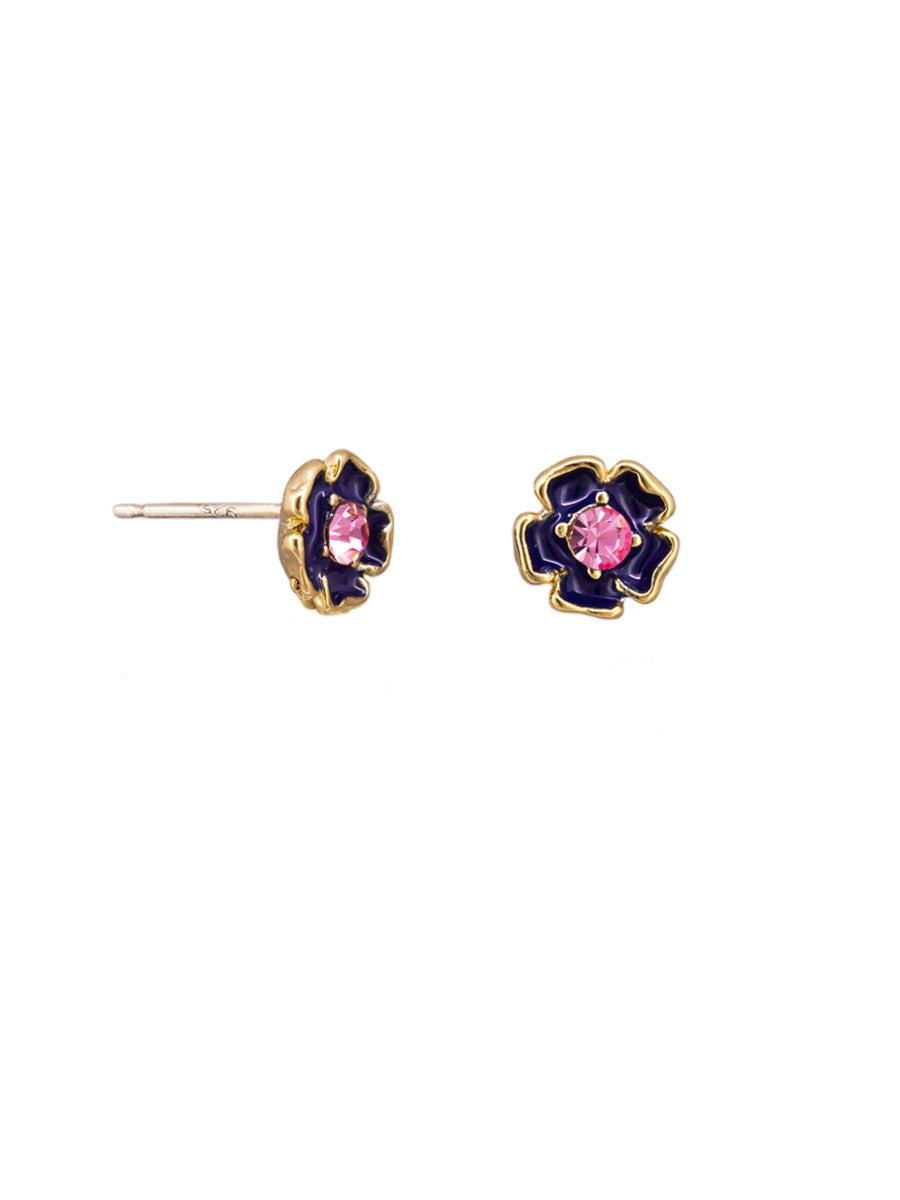 TT24 Enamel Flower Studs NAVY