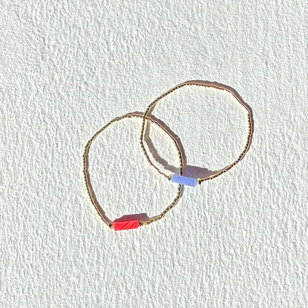HEI TAI Gold Charm Bracelet BRICK BLUE