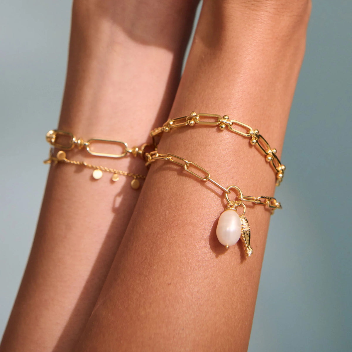 MURKANI Of the Sea Fish & Pearl Bracelet GOLD