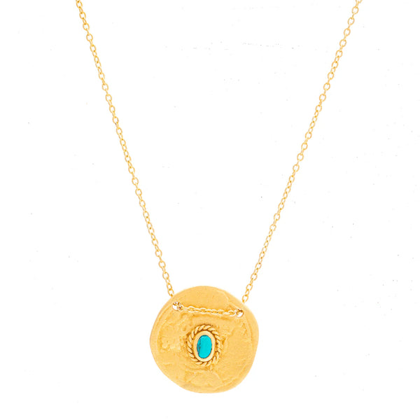 Ruby Teva Cleopatra Coin Necklace TURQUOISE