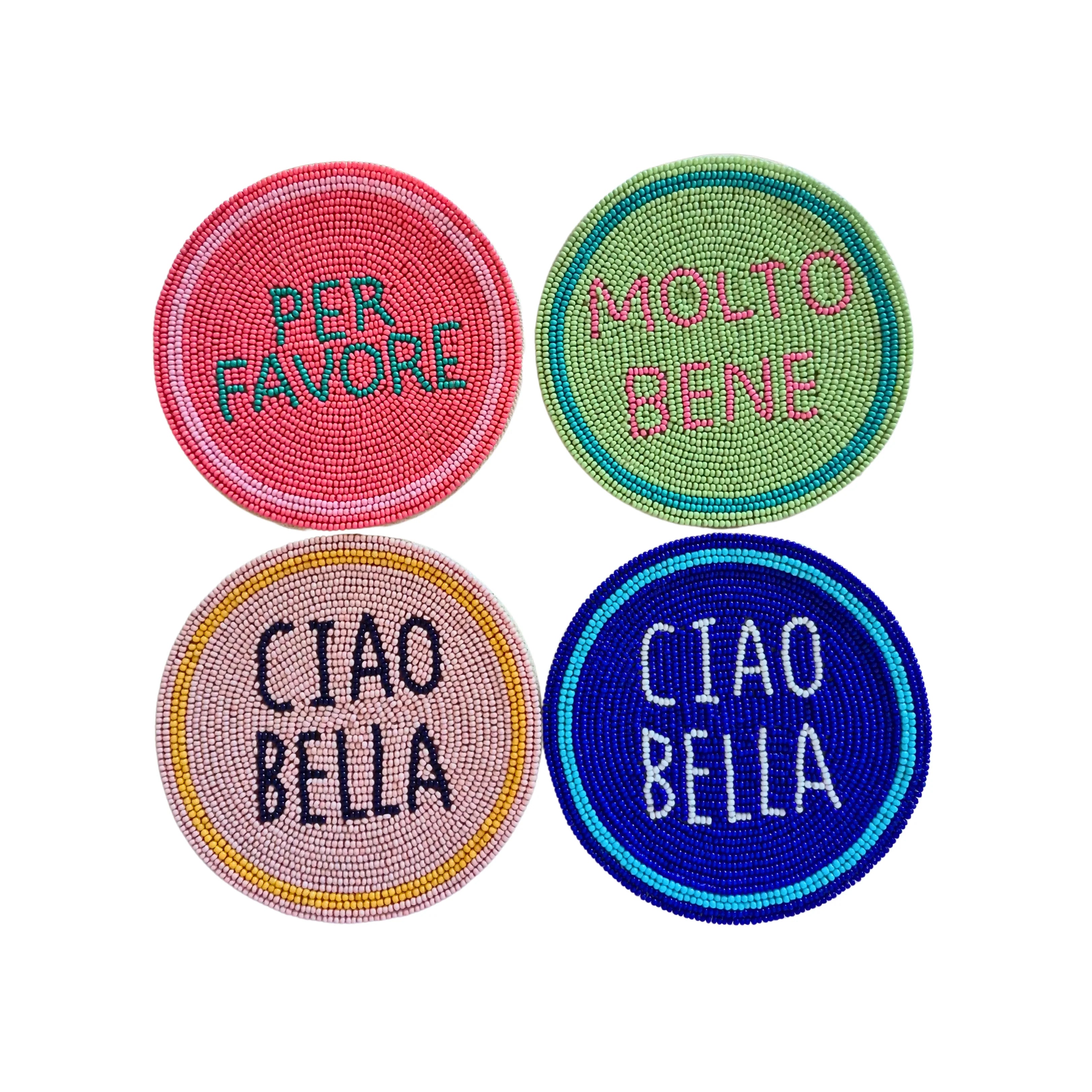 Beaded Coasters Set 4 CIAO BELLA
