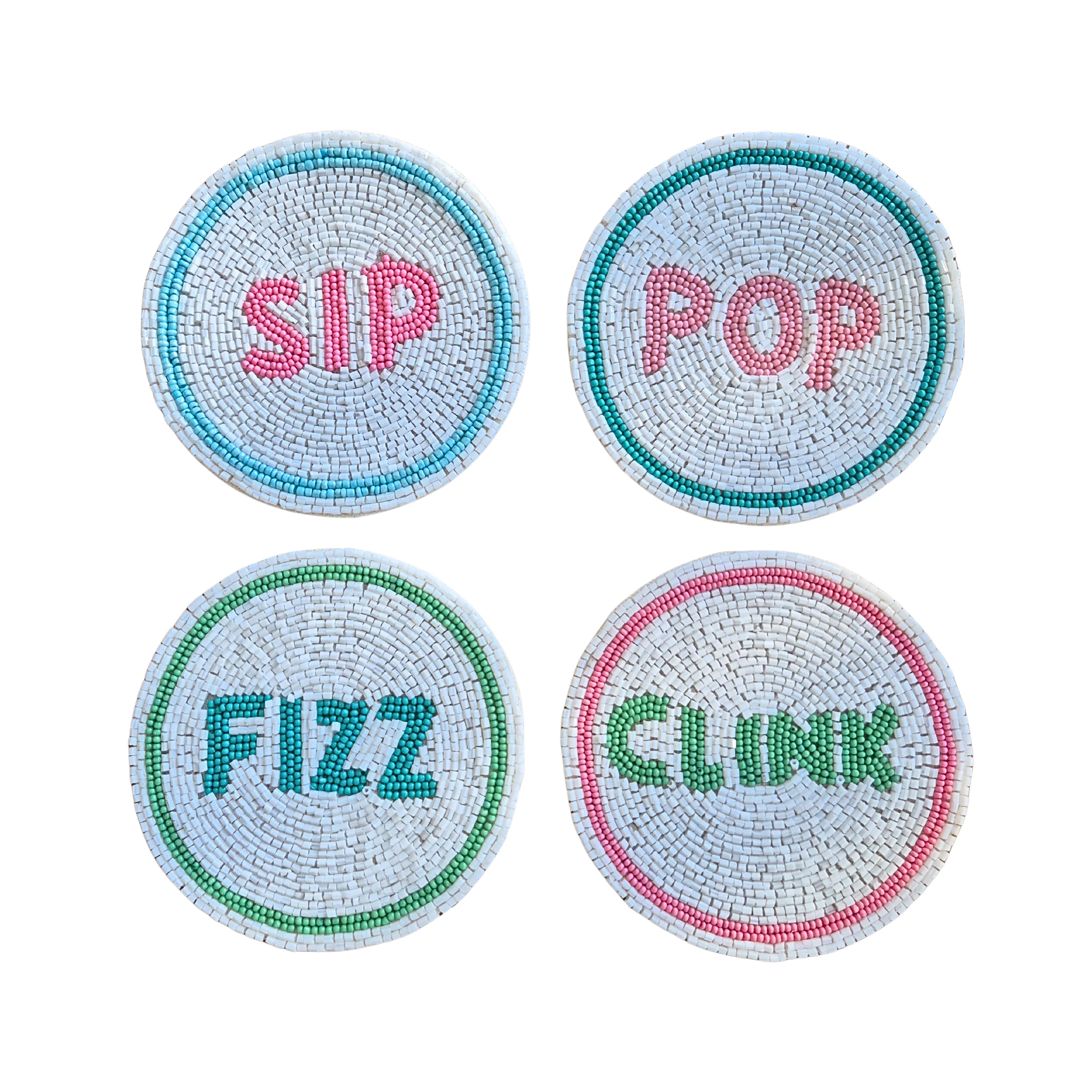 Beaded Coasters Set 4 POP FIZZ