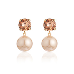 Crystal & Ball Earrings CREAM