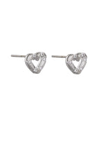 Tiger Tree Crystal Heart Stud SILVER