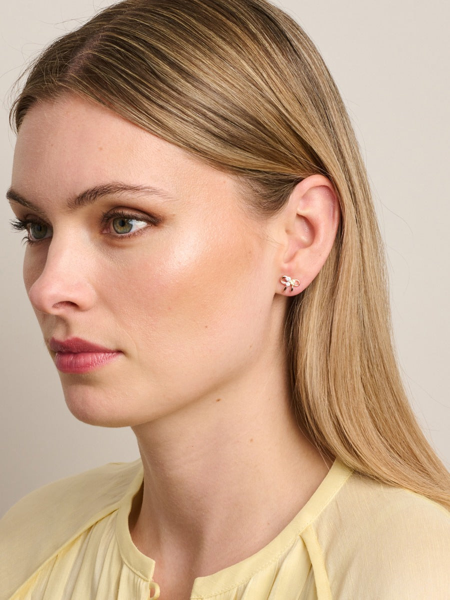 TT24 Rose Gold Crystal Bow Studs