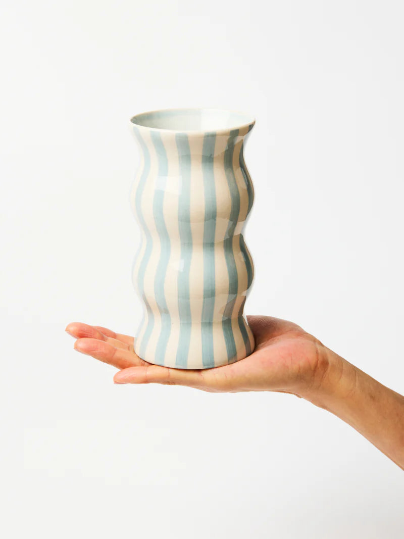 JONES & CO Palma Blue Stripe Vase
