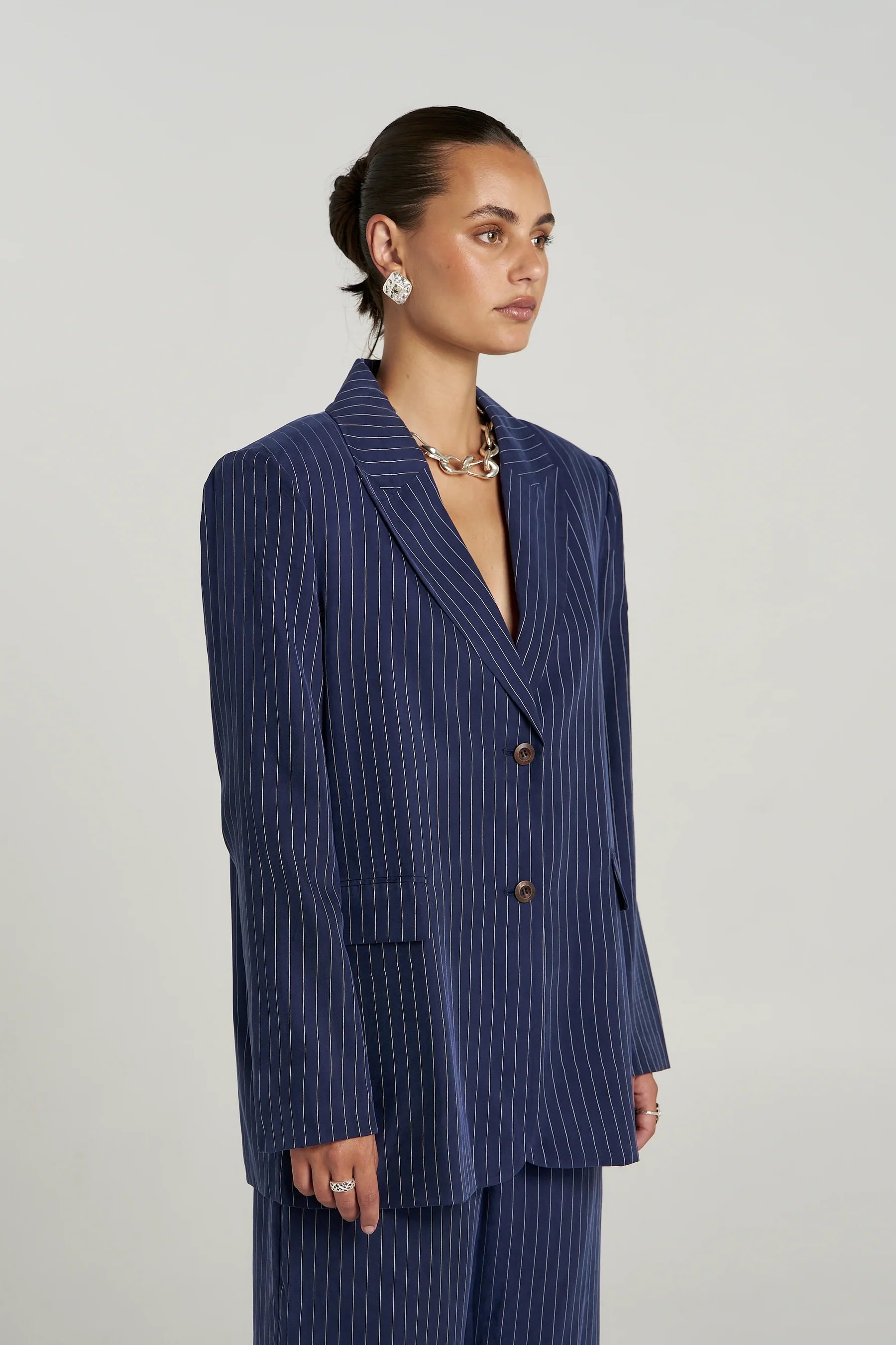SUMMI SUMMI OS Blazer NAVY PINSTRIPE